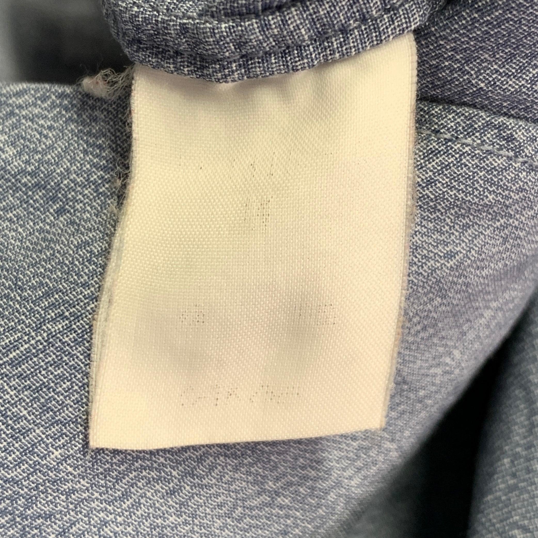 Issey Miyake Vintage Taglia M Blu Chambray Cotone Colletto Nehru Camicia a Maniche Lunghe in vendita 2