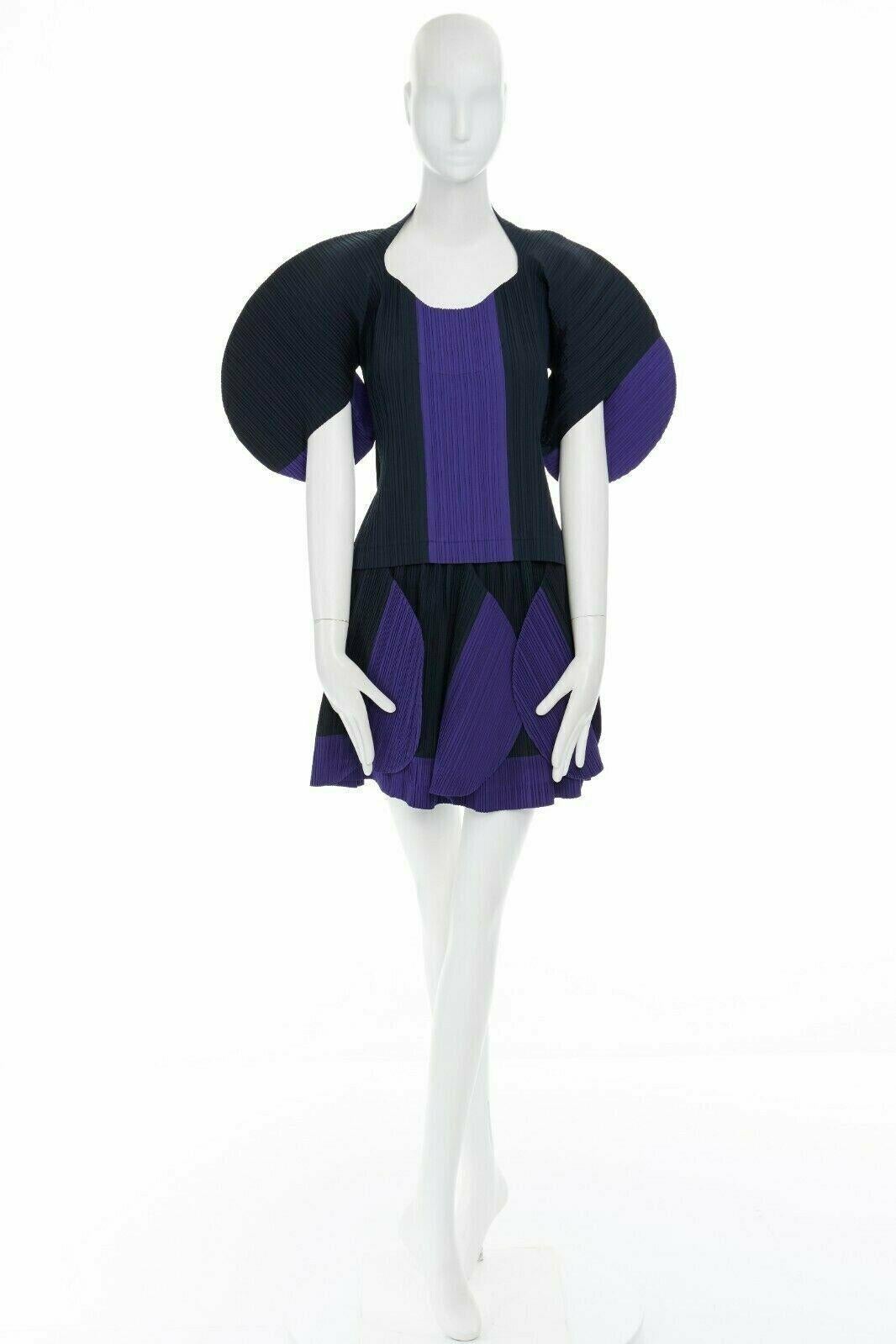 ISSEY MIYAKE Vintage SS1991 colorblock architectural pleated top skirt set L 5