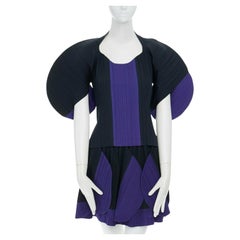 ISSEY MIYAKE Vintage SS1991 colorblock architectural pleated top skirt set L
