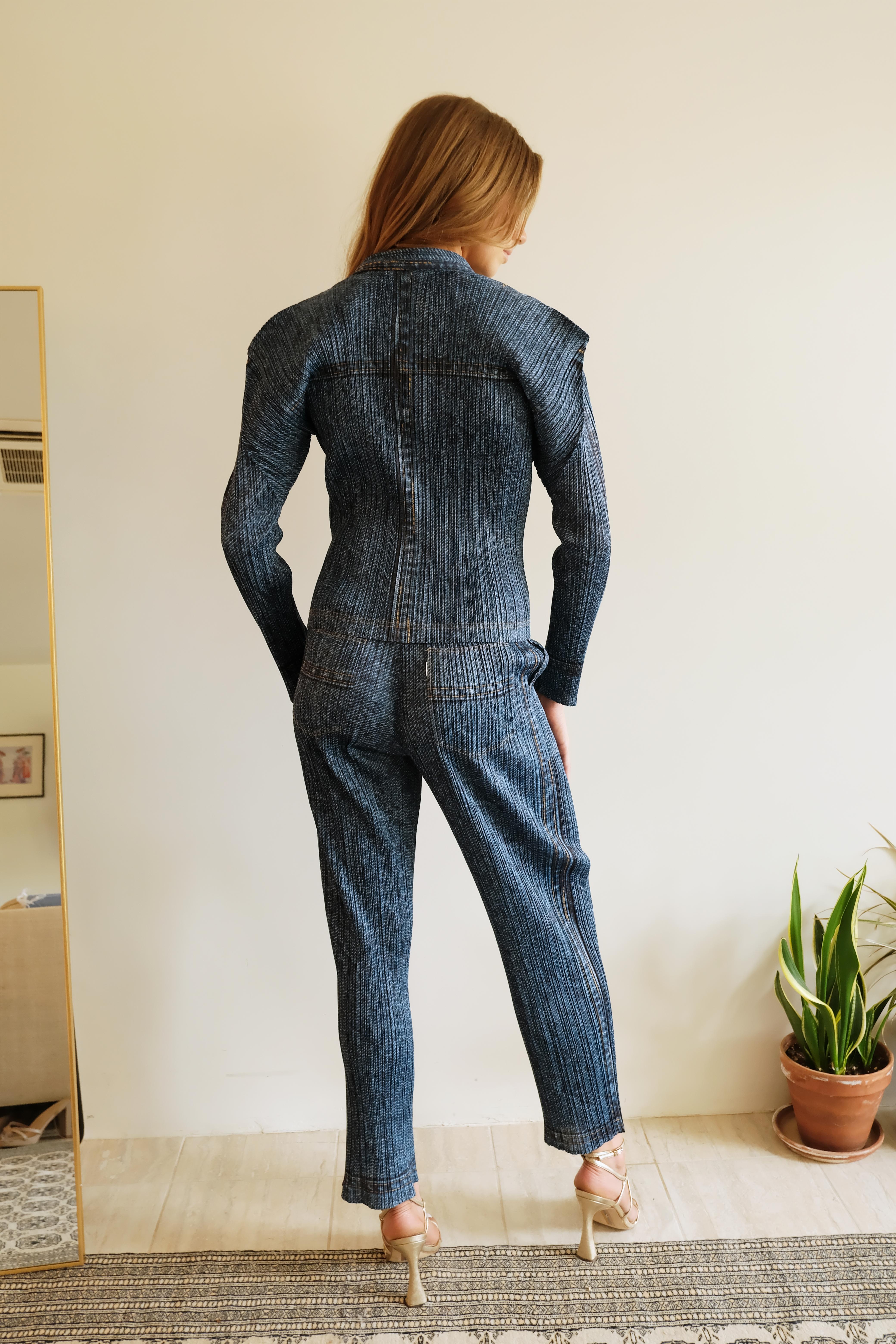 Issey Miyake Vintage Trompe L'Oeil Denim Print Pant Set 9