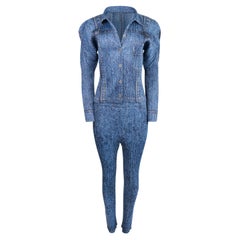 Issey Miyake Vintage Trompe L'Oeil Denim Print Pant Set