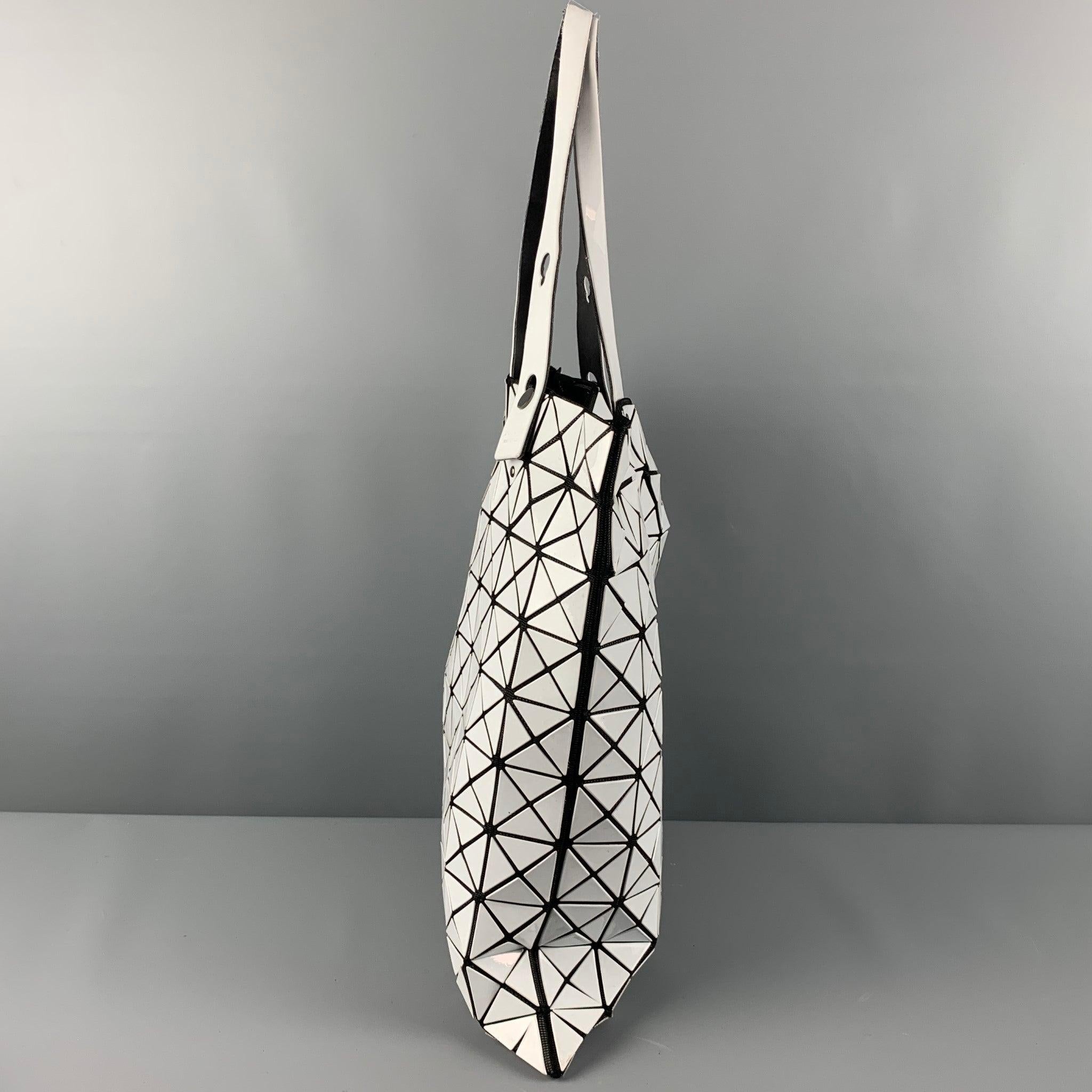 ISSEY MIYAKE White Black Triangle PVC Tote Handbag & Leather Goods In Good Condition For Sale In San Francisco, CA