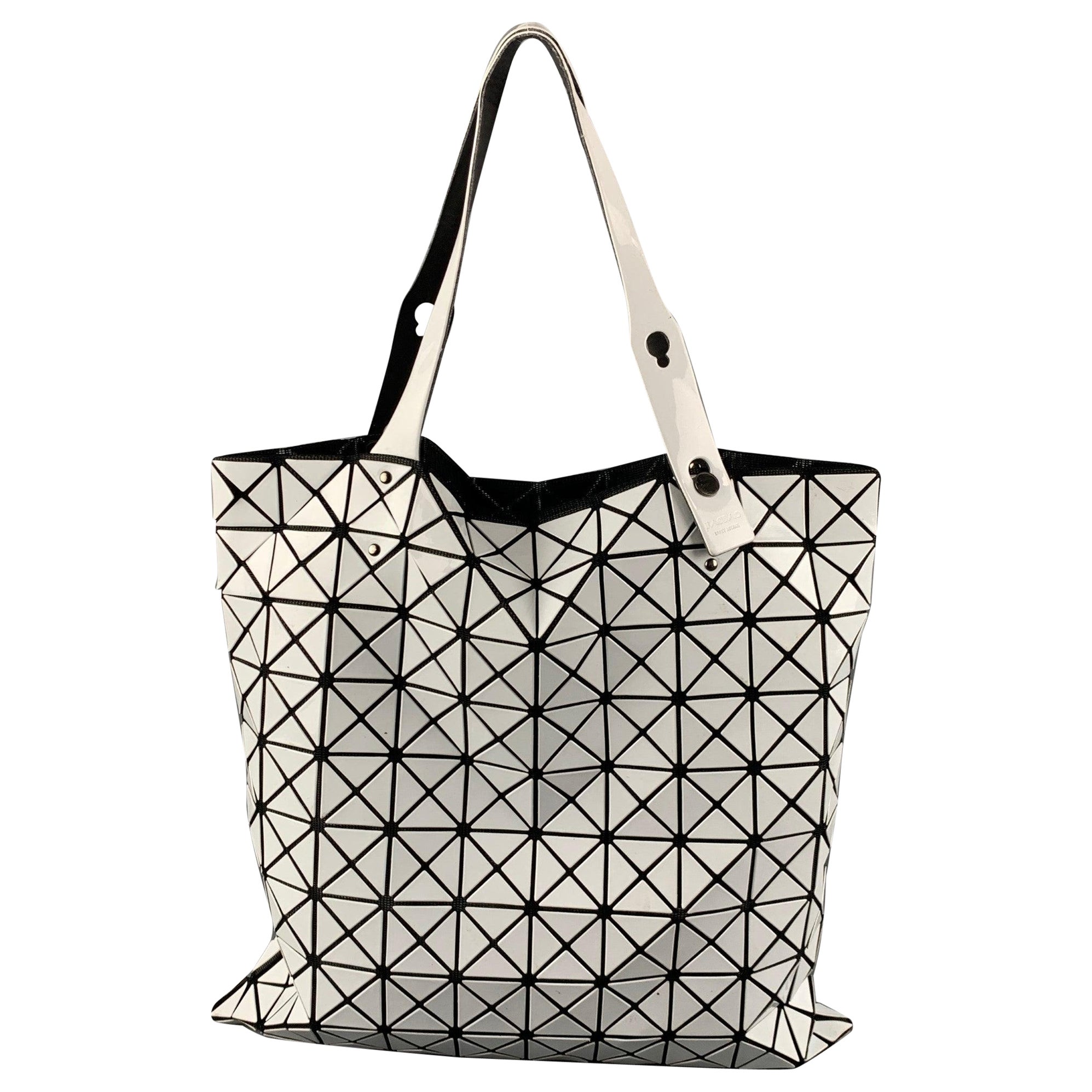 ISSEY MIYAKE White Black Triangle PVC Tote Handbag & Leather Goods