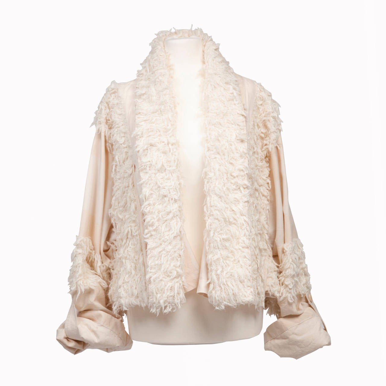 Issey Miyake White Cotton White Mohair Jacket Circa 1990s For Sale 2