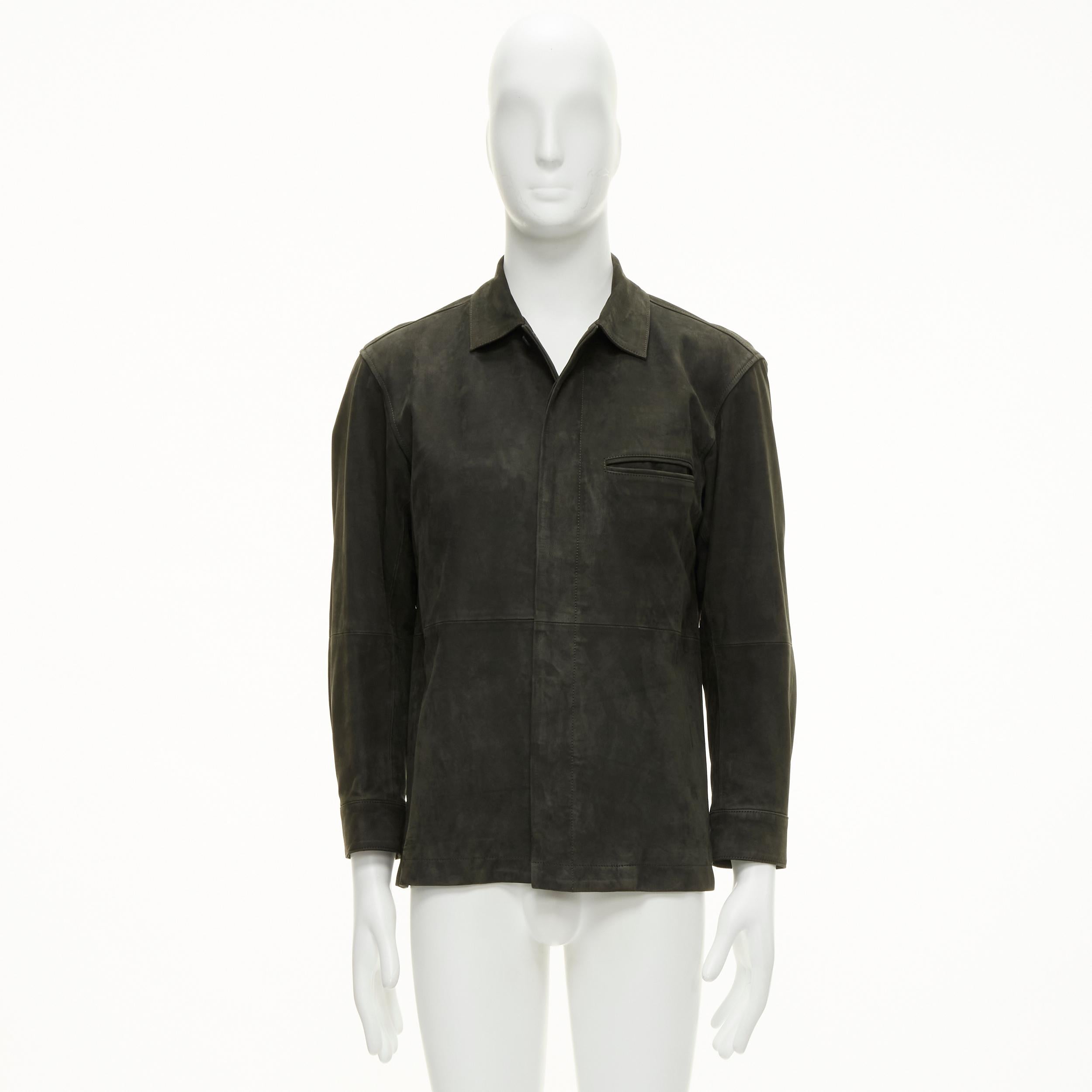 ISSEY MIYAKE WHITE LABEL grey cowhide suede leather overshirt jacket JP1 S For Sale 6