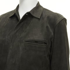 ISSEY MIYAKE WHITE LABEL grey cowhide suede leather overshirt jacket JP1 S