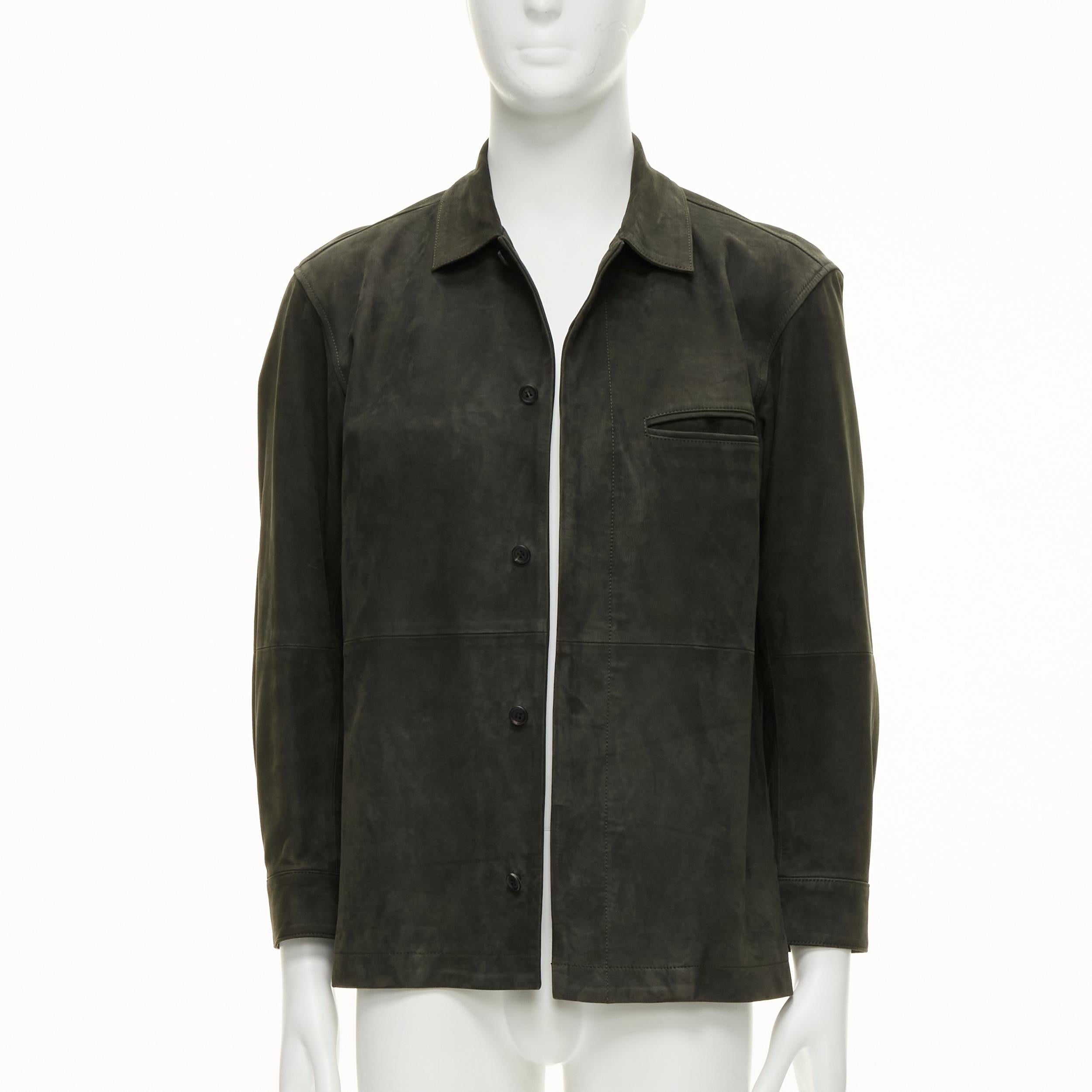 Gray ISSEY MIYAKE WHITE LABEL grey cowhide suede leather overshirt jacket JP1 S For Sale