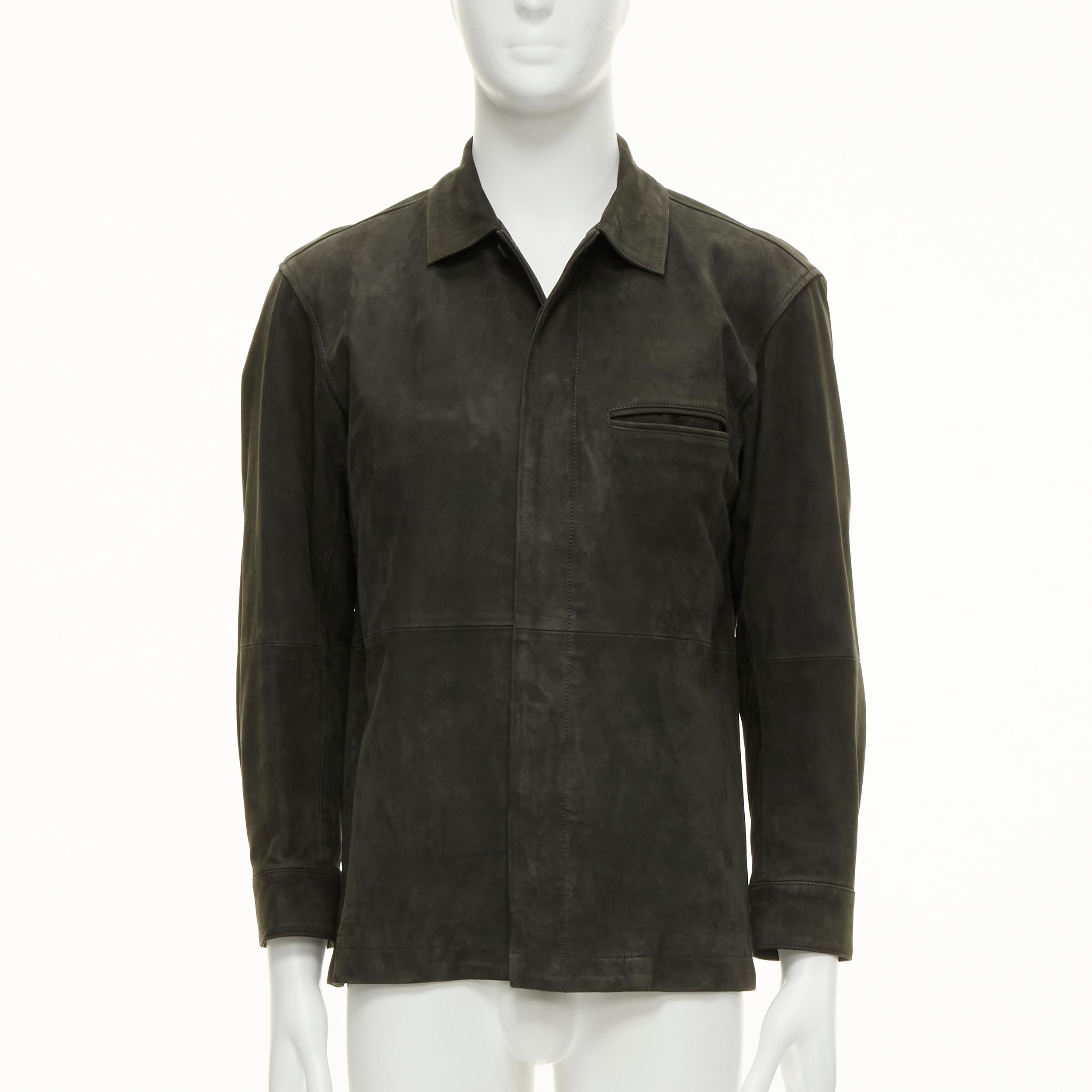 Grigio ISSEY MIYAKE WHITE LABEL giacca over in pelle scamosciata di vacchetta grigia JP1 S in vendita