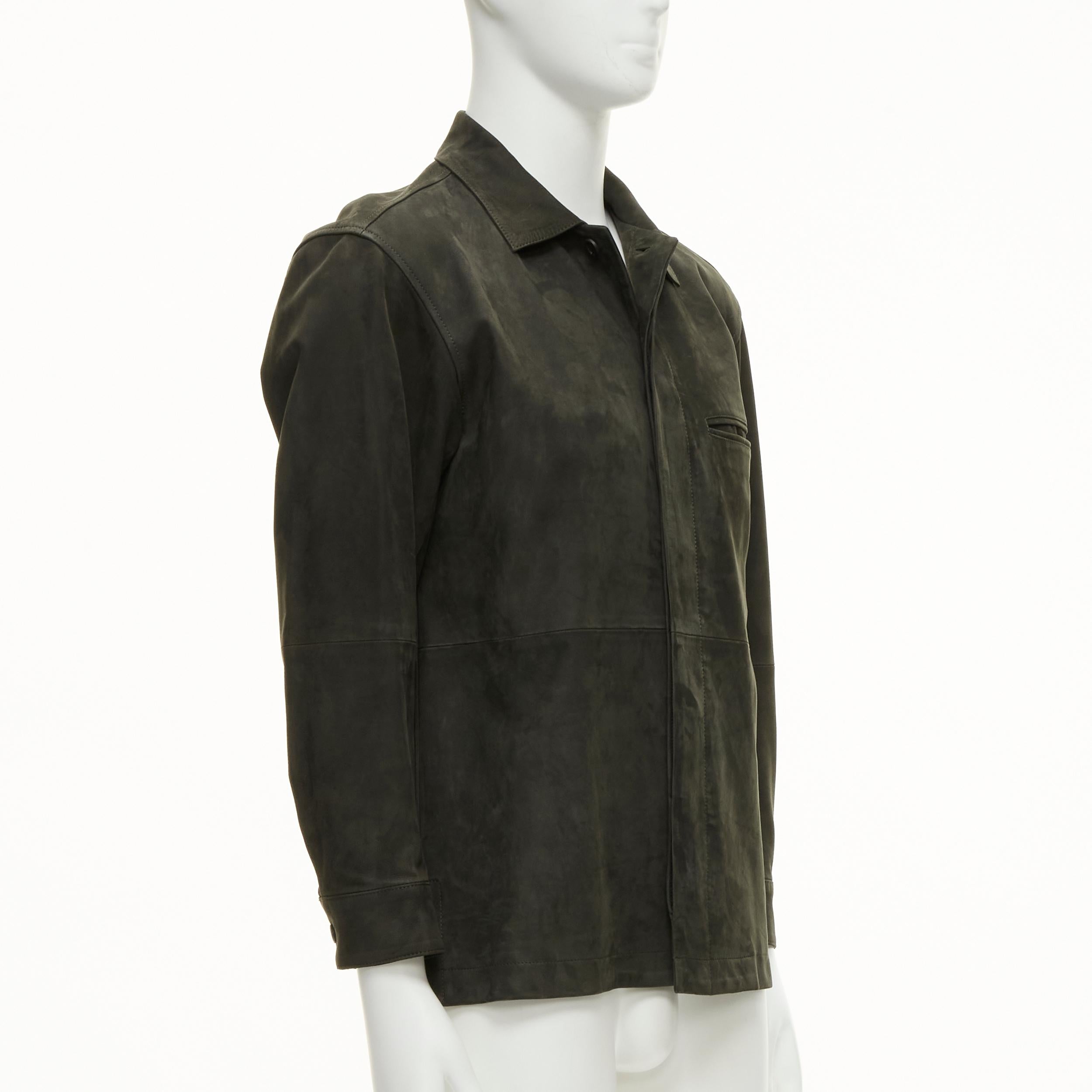 ISSEY MIYAKE WHITE LABEL grey cowhide suede leather overshirt jacket JP1 S In Fair Condition For Sale In Hong Kong, NT