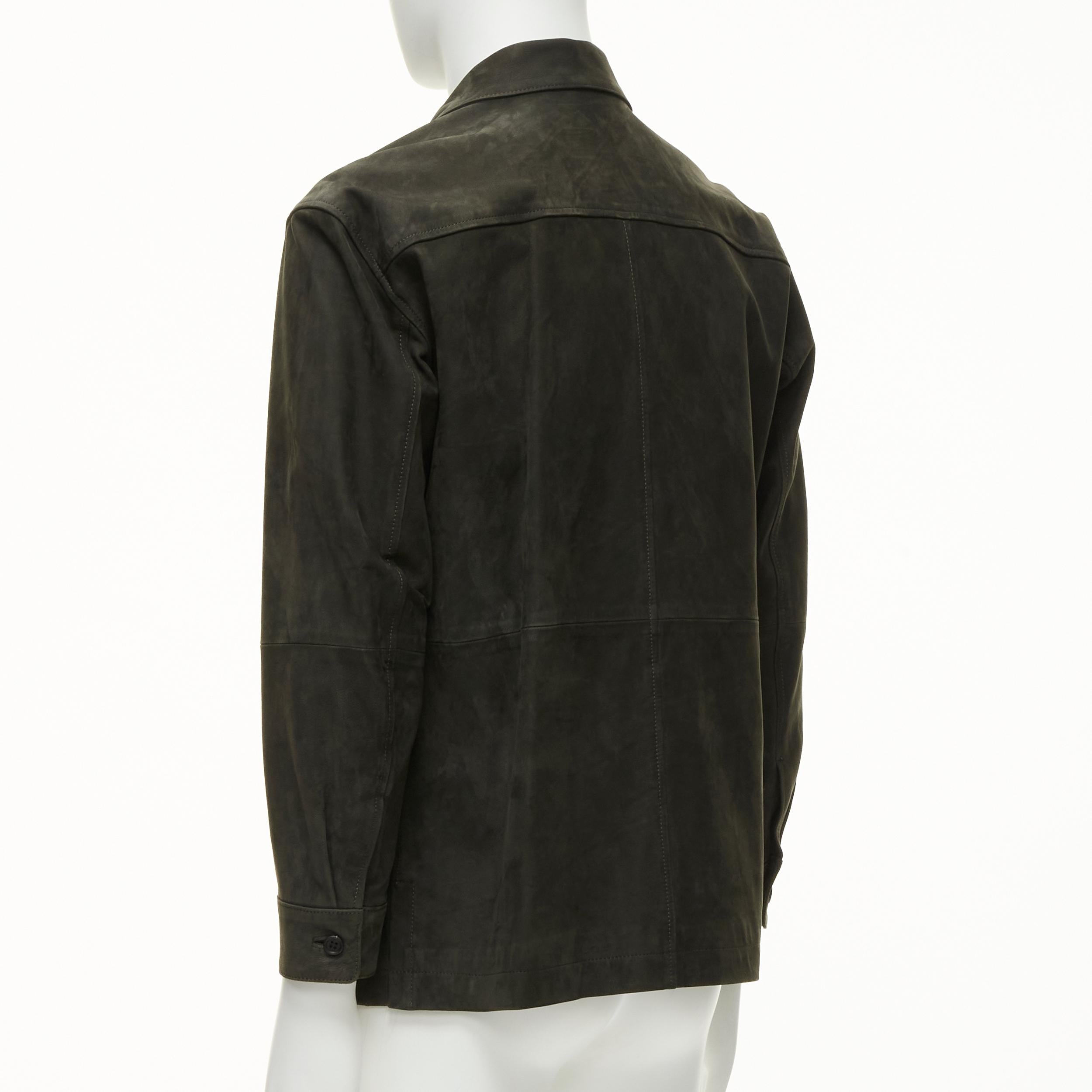 ISSEY MIYAKE WHITE LABEL grey cowhide suede leather overshirt jacket JP1 S For Sale 2