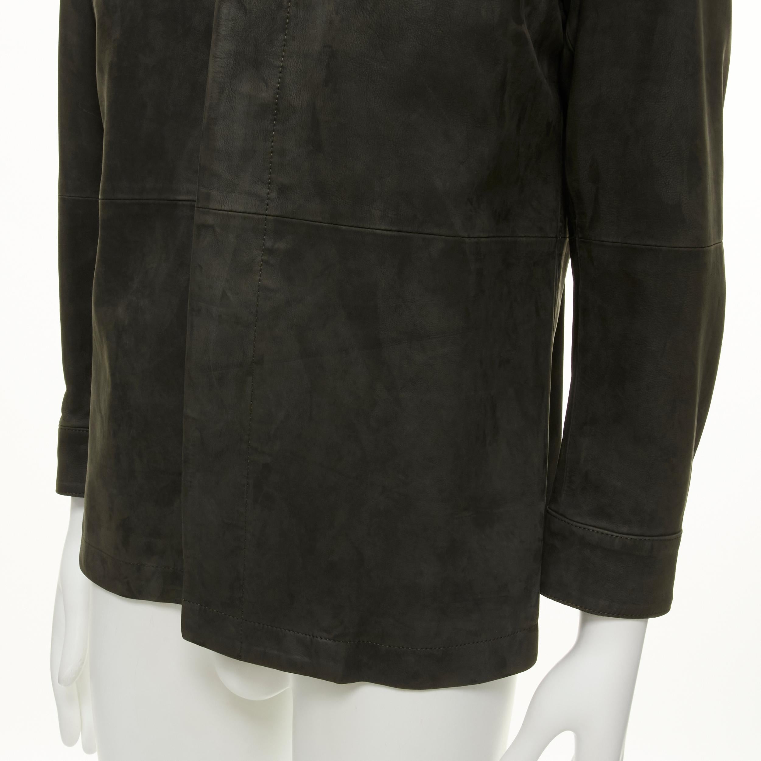 ISSEY MIYAKE WHITE LABEL grey cowhide suede leather overshirt jacket JP1 S For Sale 3