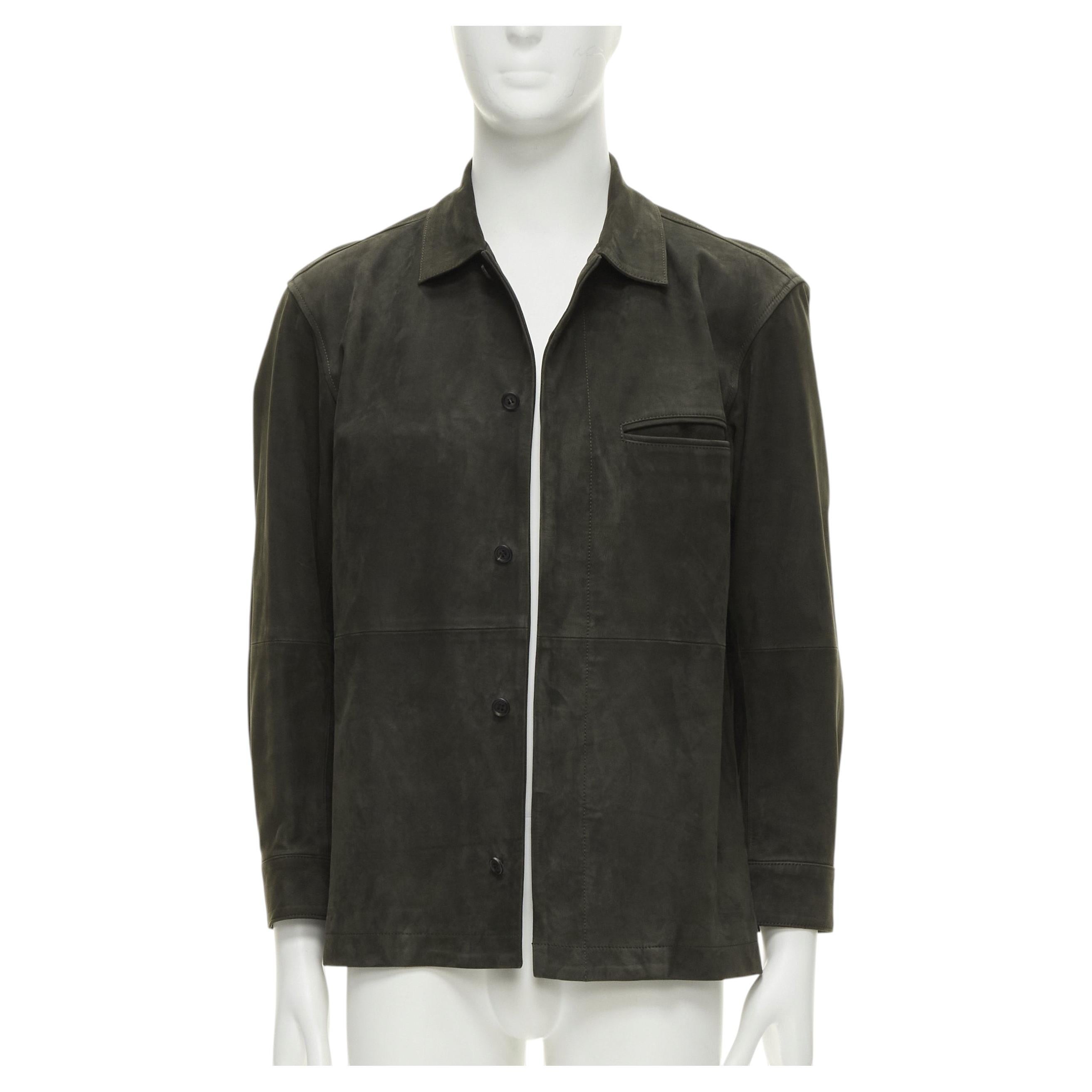 S.S. Miyake White Label Veste overshirt en cuir de vachette velours gris JP1 S