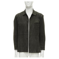 ISSEY MIYAKE WHITE LABEL grey cowhide suede leather overshirt jacket JP1 S