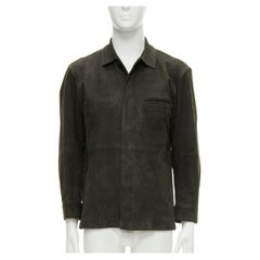 S.S. Miyake White Label Veste overshirt en cuir de vachette velours gris JP1 S