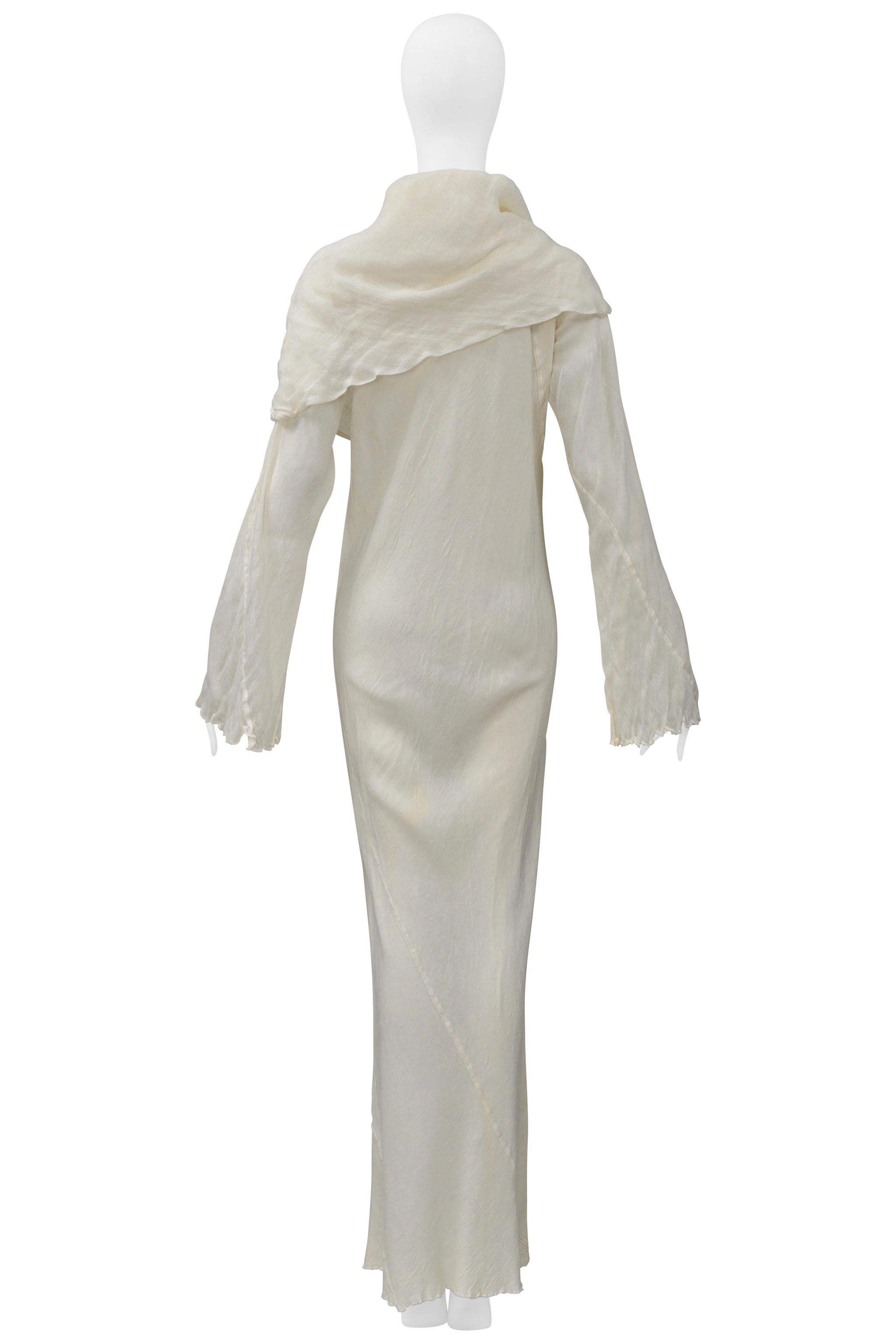 Issey Miyake - Robe longue en lin blanc avec encolure drapée - 1998 en vente 2