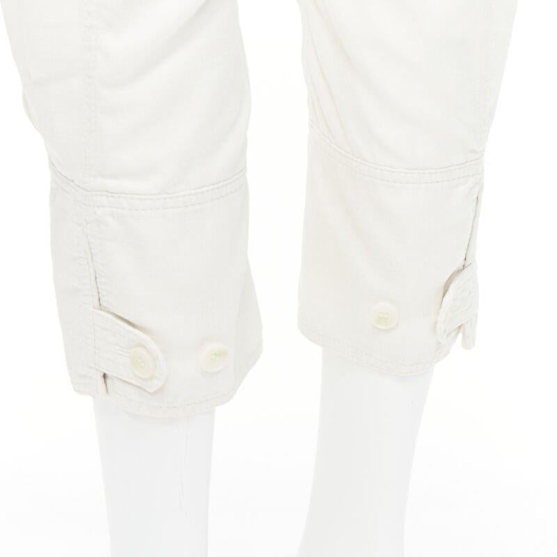 ISSEY MIYAKE white polyester cargo pocket dropped crotch parachute pants JP4 L For Sale 2
