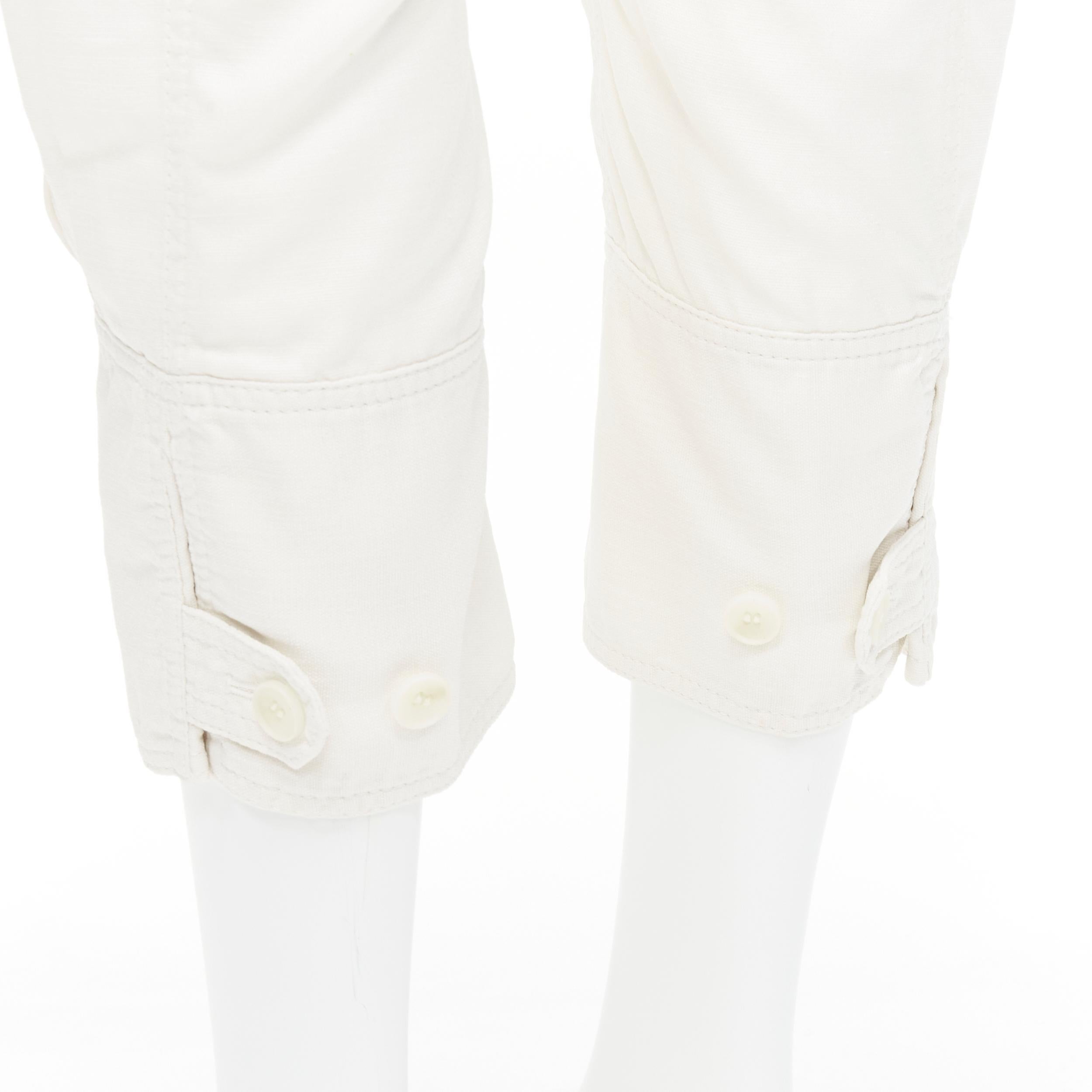 ISSEY MIYAKE white polyester cargo pocket dropped crotch parachute pants JP4 L In Excellent Condition For Sale In Hong Kong, NT