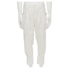 ISSEY MIYAKE white polyester cargo pocket dropped crotch parachute pants JP4 L