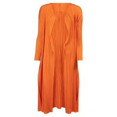 Issey Miyake Women's Pleats Please Issey Miyake Orange Pleated Long Cardigan