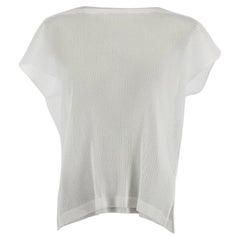 Issey Miyake Women's Pleats Please Issey Miyake White Cap Sleeves Mesh Top