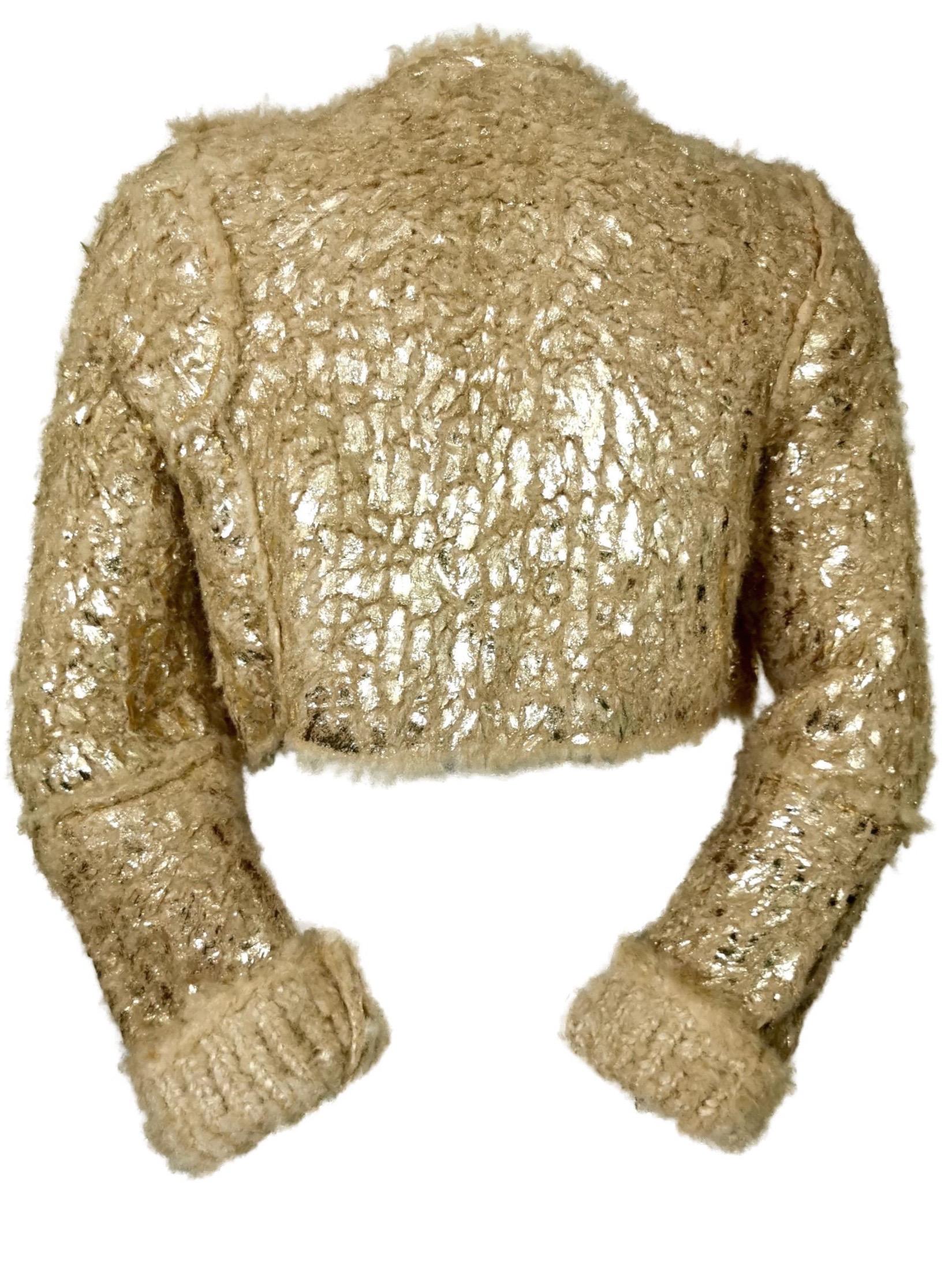 Issey Miyake Wool and Gold Leaf Cardigan/Jacket Fall/Winter 2002 For Sale 5