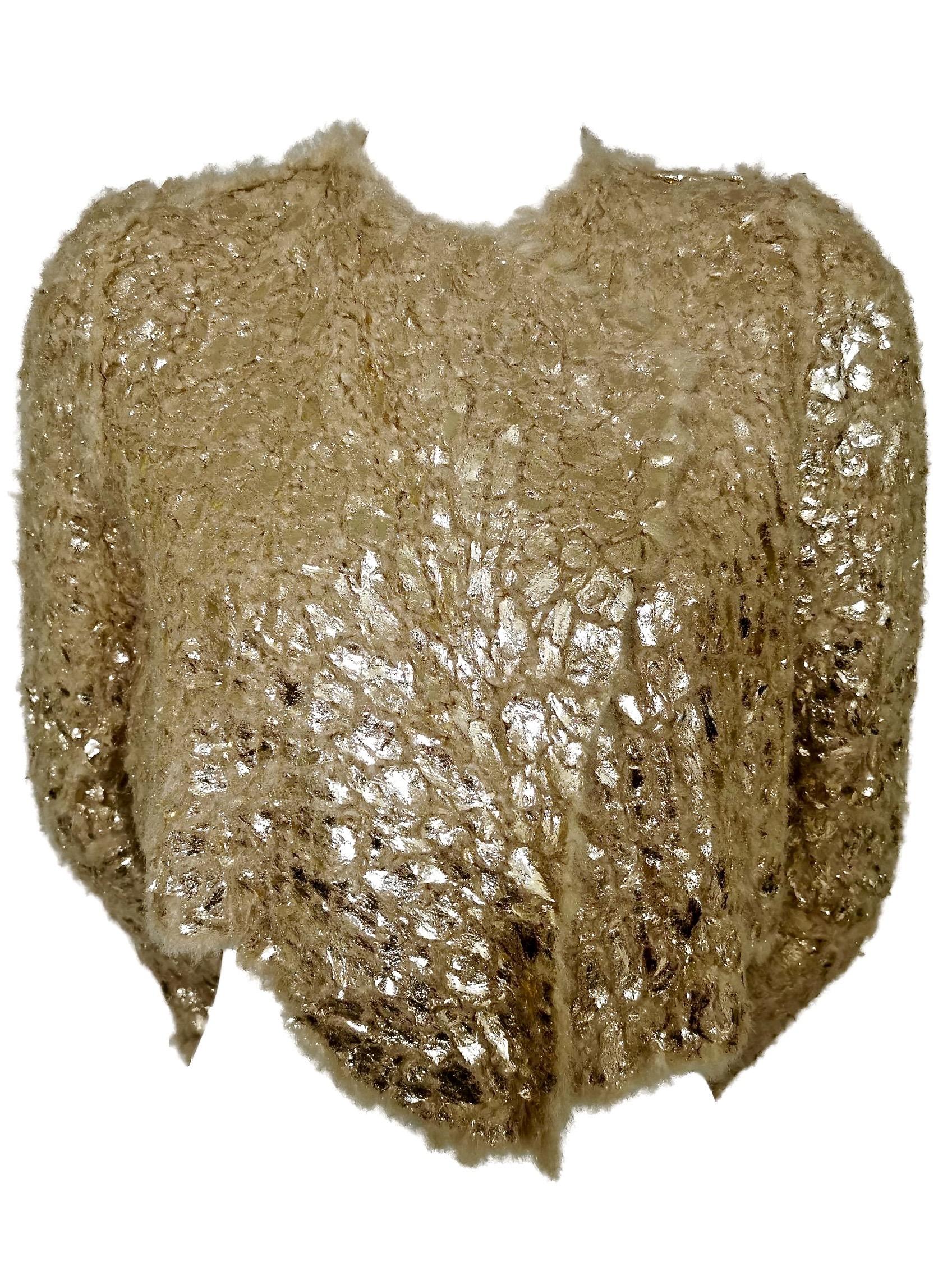 Issey Miyake Wool and Gold Leaf Cardigan/Jacket Fall/Winter 2002 For Sale 7