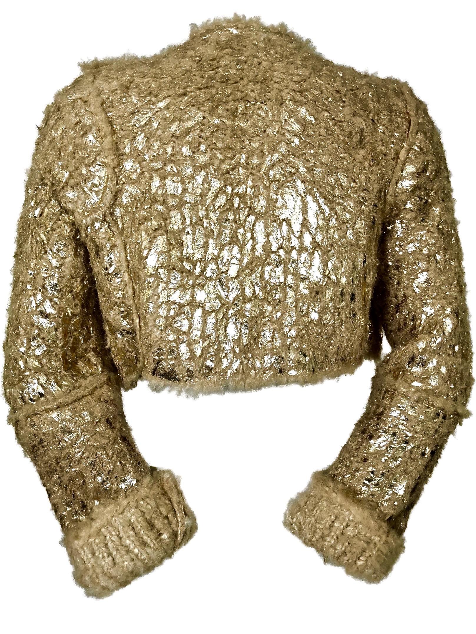 Issey Miyake Wool and Gold Leaf Cardigan/Jacket Fall/Winter 2002 For Sale 11