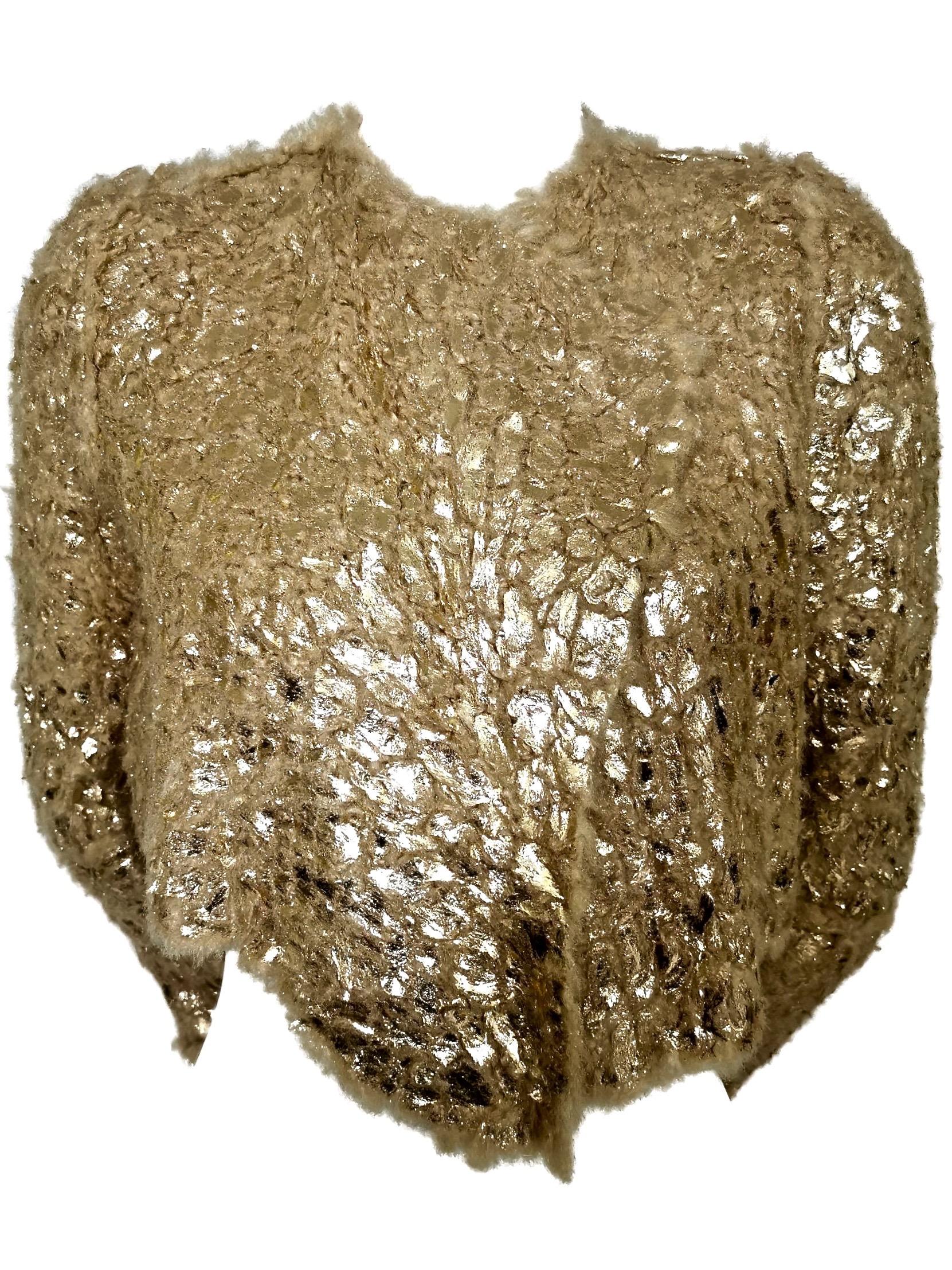 Issey Miyake Wool and Gold Leaf Cardigan/Jacket Fall/Winter 2002 For Sale 3