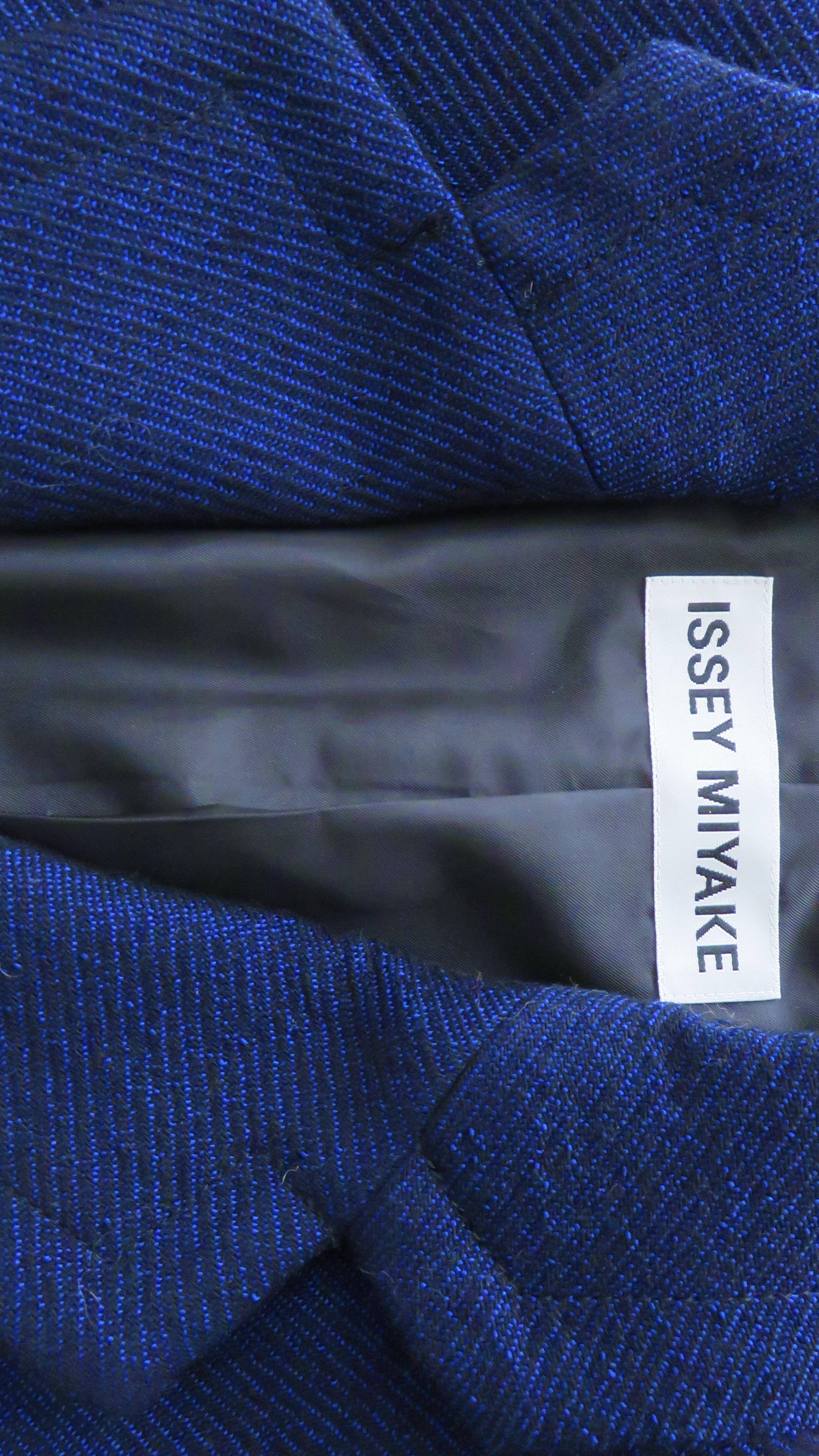 Issey Miyake Blue Wool Jacket with Zipper Parachute Panels For Sale 12