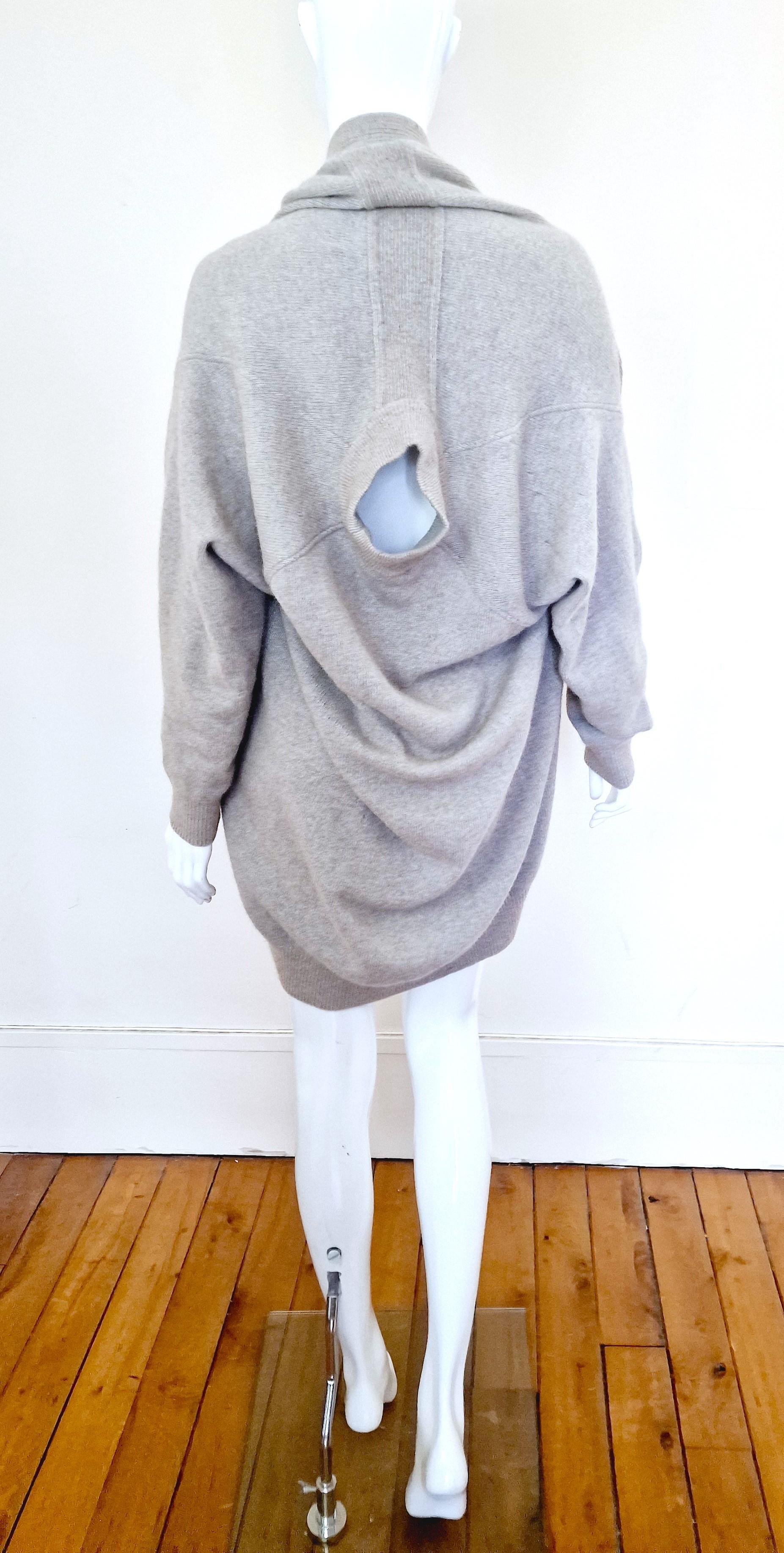 Issey Miyake Wool Multifunction Cutout Vintage Runway 80s Dress Sweater Coat For Sale 8