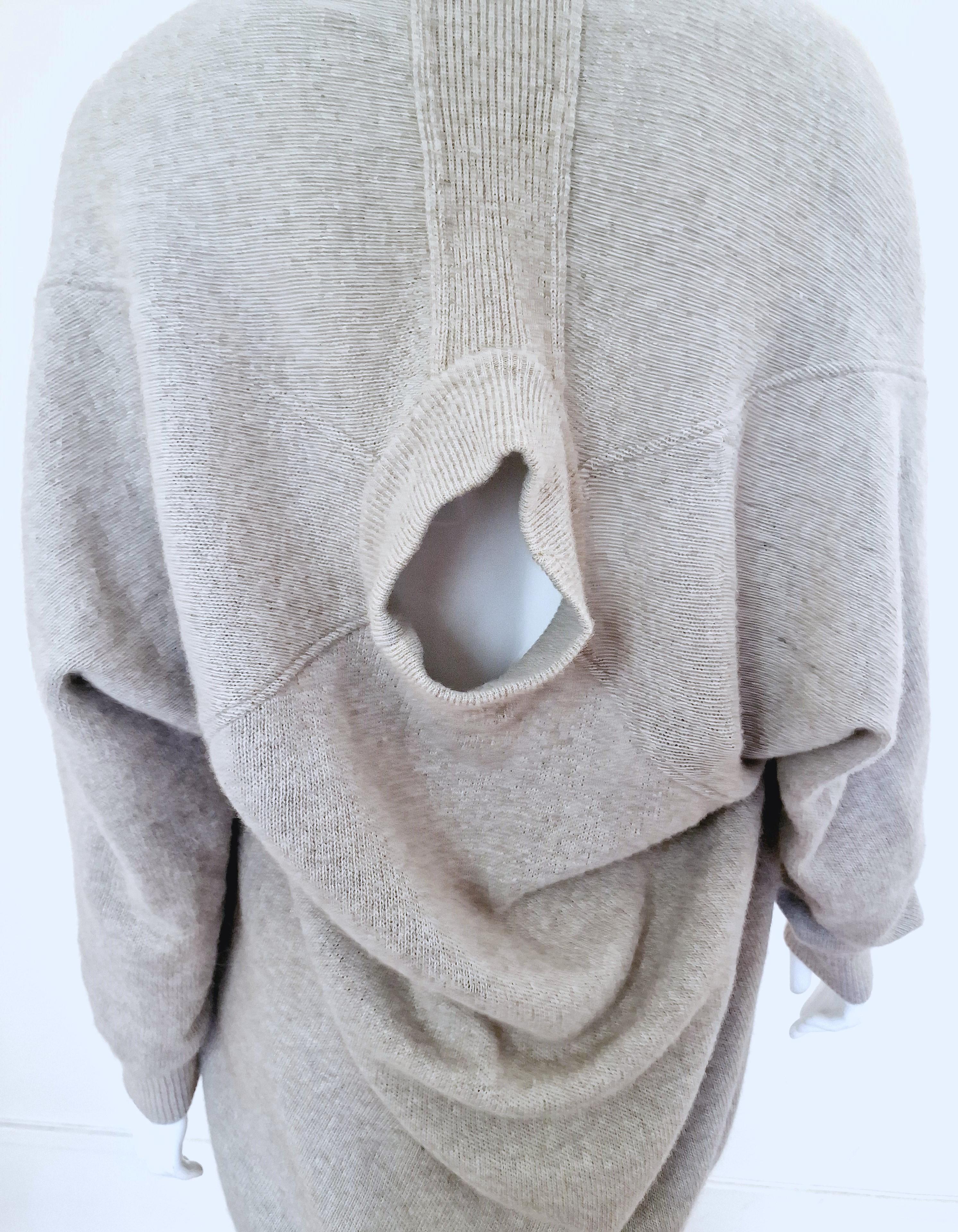 Issey Miyake Wool Multifunction Cutout Vintage Runway 80s Dress Sweater Coat For Sale 9