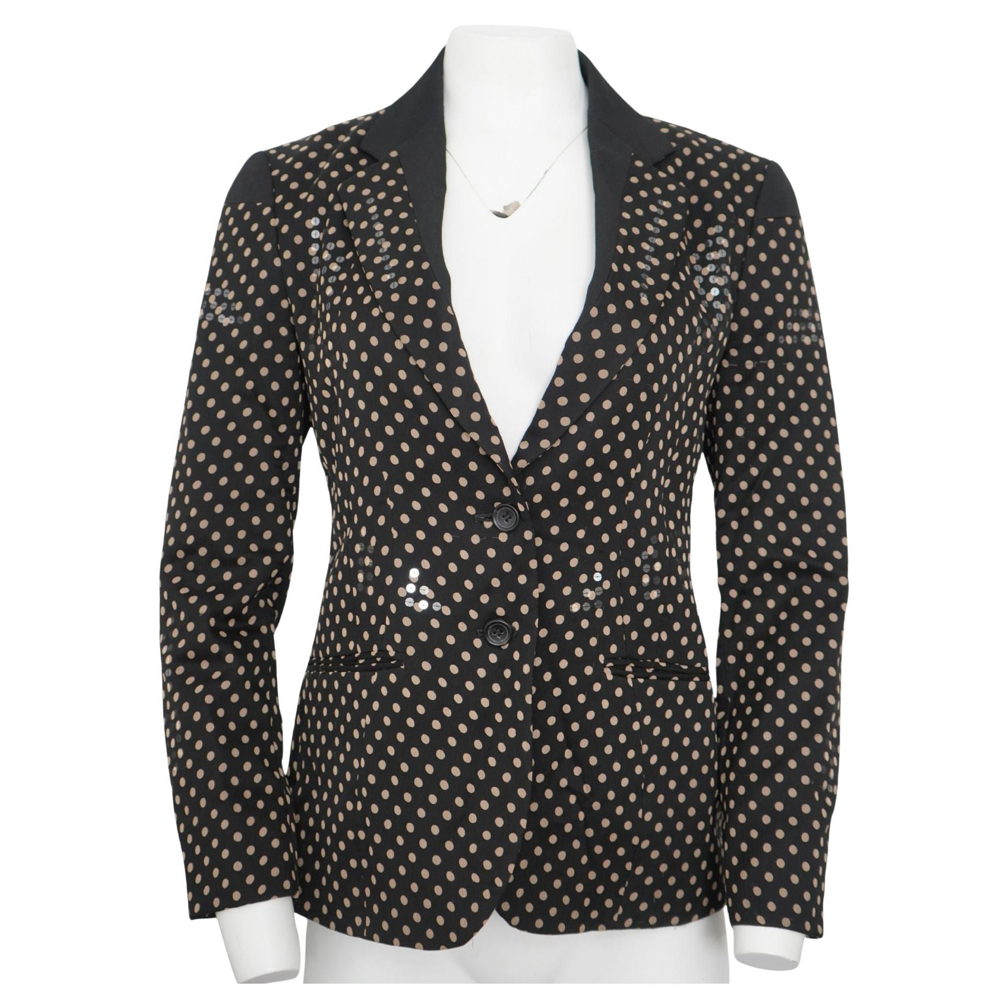 Issey Miyake Wool Silk Polka Dot Sequins Black Blazer sz 4