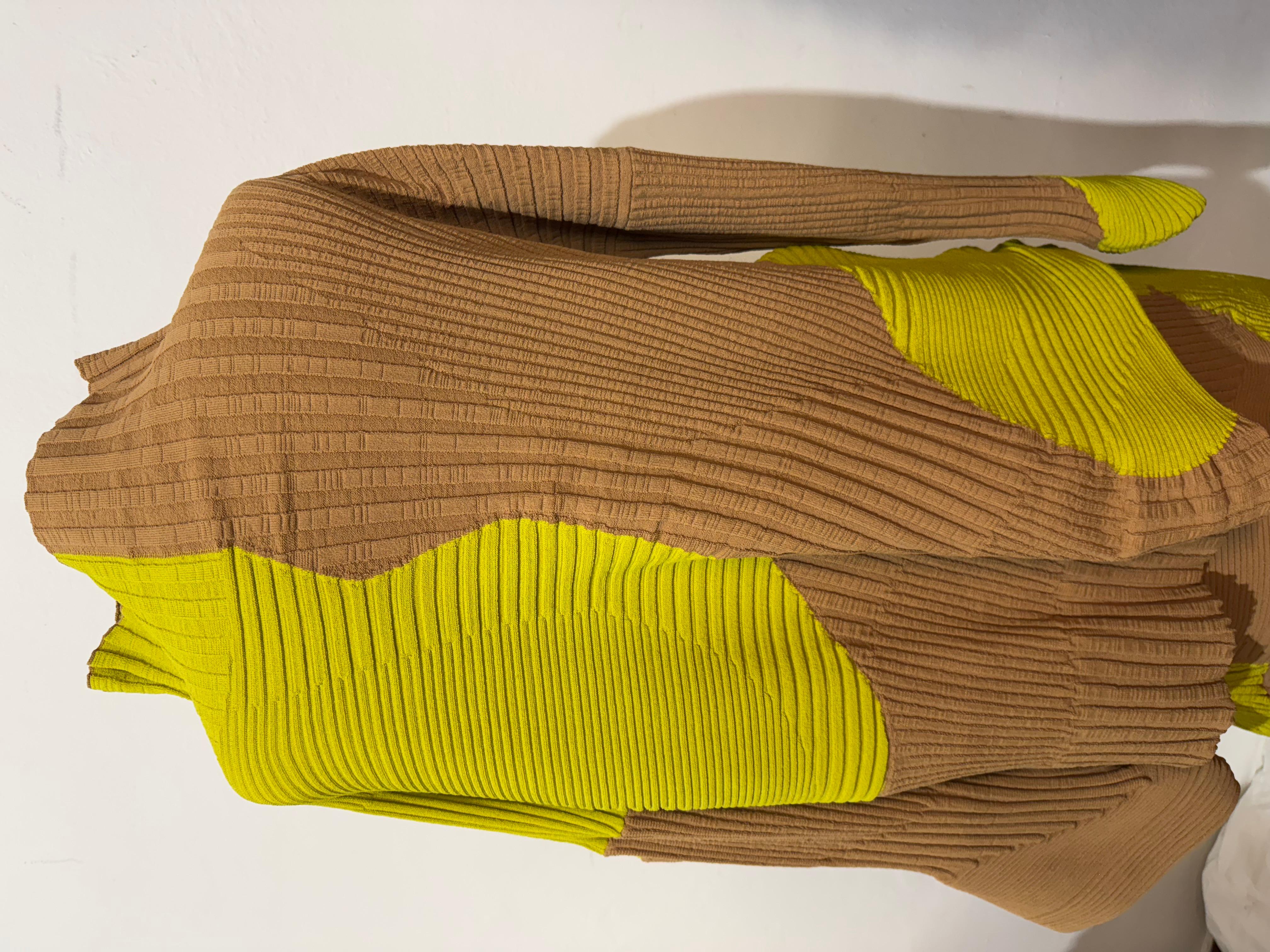 Marrone Issey Miyake Top + Gonna in Lana Taglia JP 2 in vendita