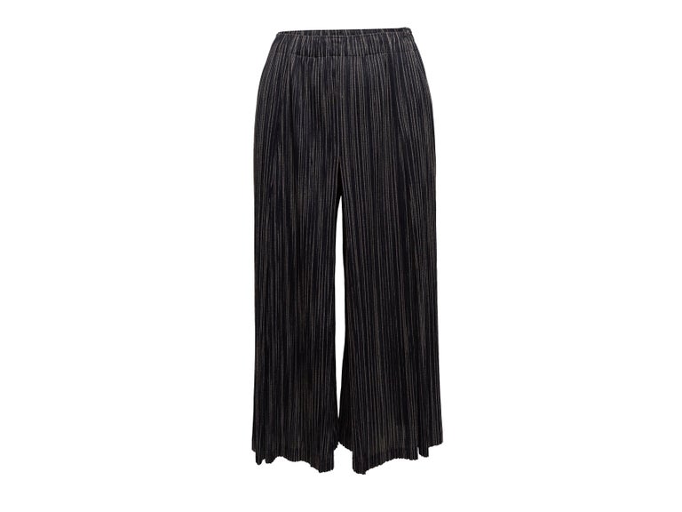 Pleated Please Issey Miyake Wide Easy Pants Bottoms Slacks PP12-JF114 Green 1 [Used] [Authentic Product Guaranteed]