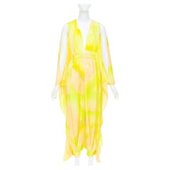 ISSEY MIYAKE Yellow Abstract Water Color Cape Back Jumpsuit jumpsuit JP2 M