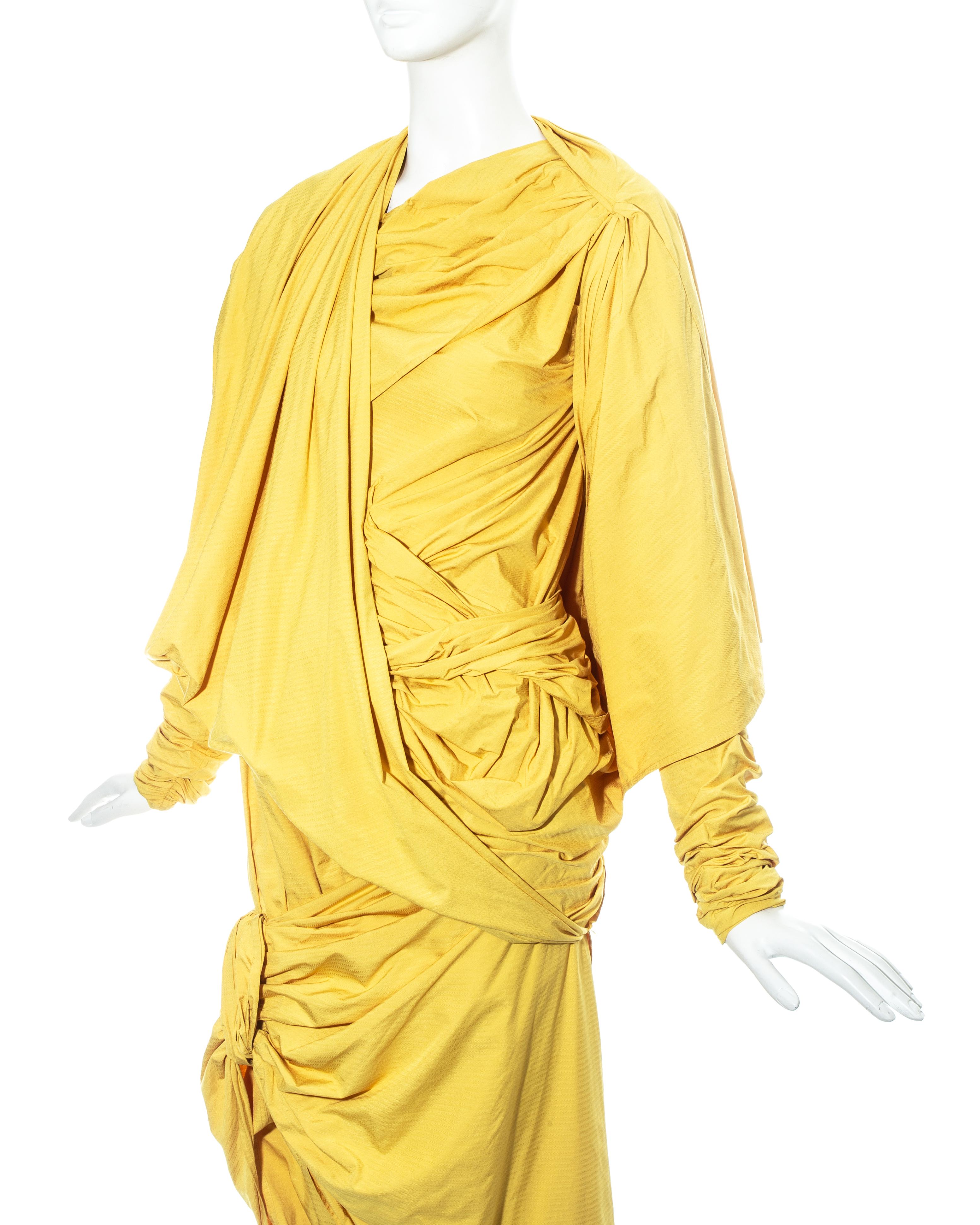 Issey Miyake yellow draped, pleated and knotted parachute ensemble, fw 1986 3