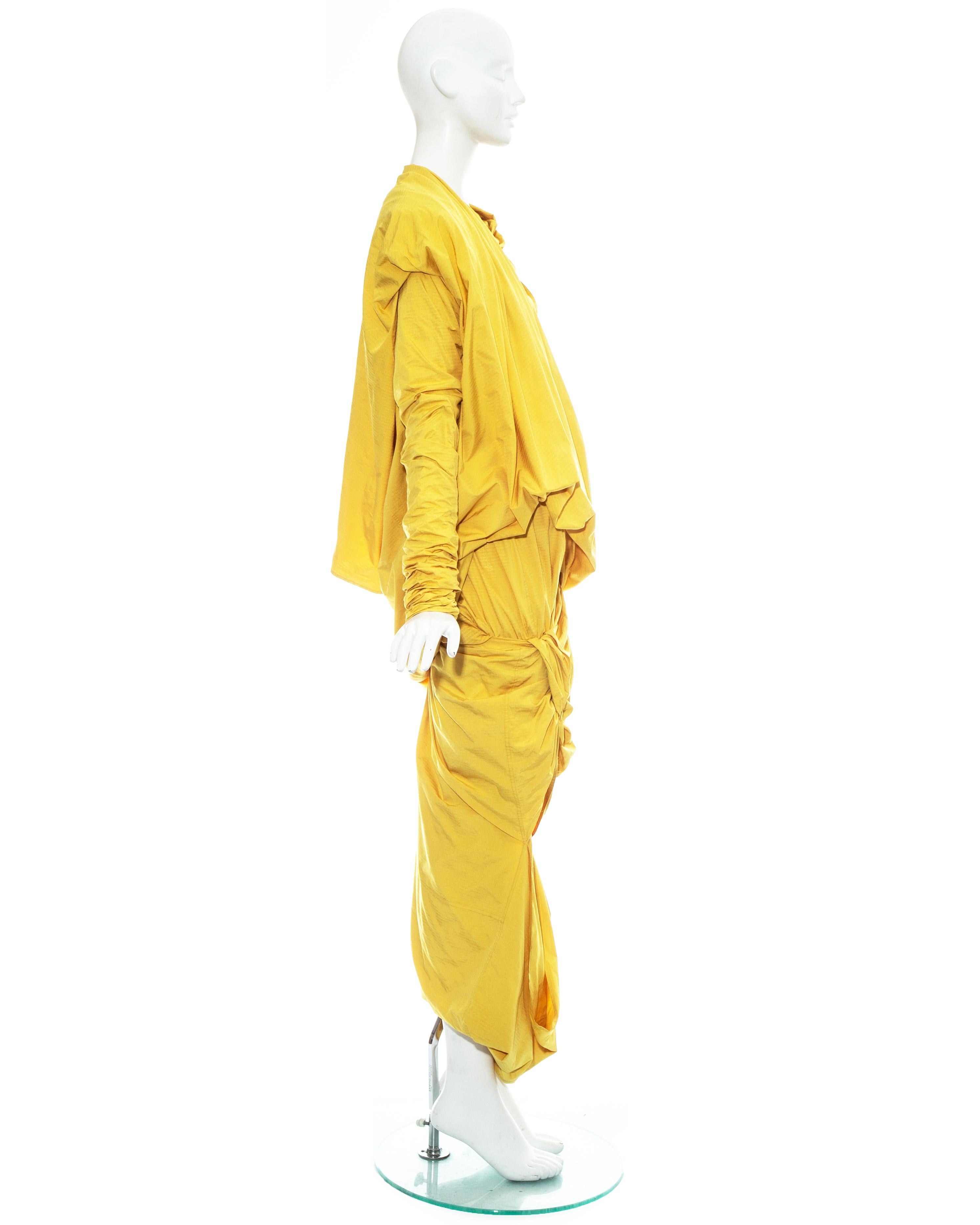 Issey Miyake yellow draped, pleated and knotted parachute ensemble, fw 1986 4
