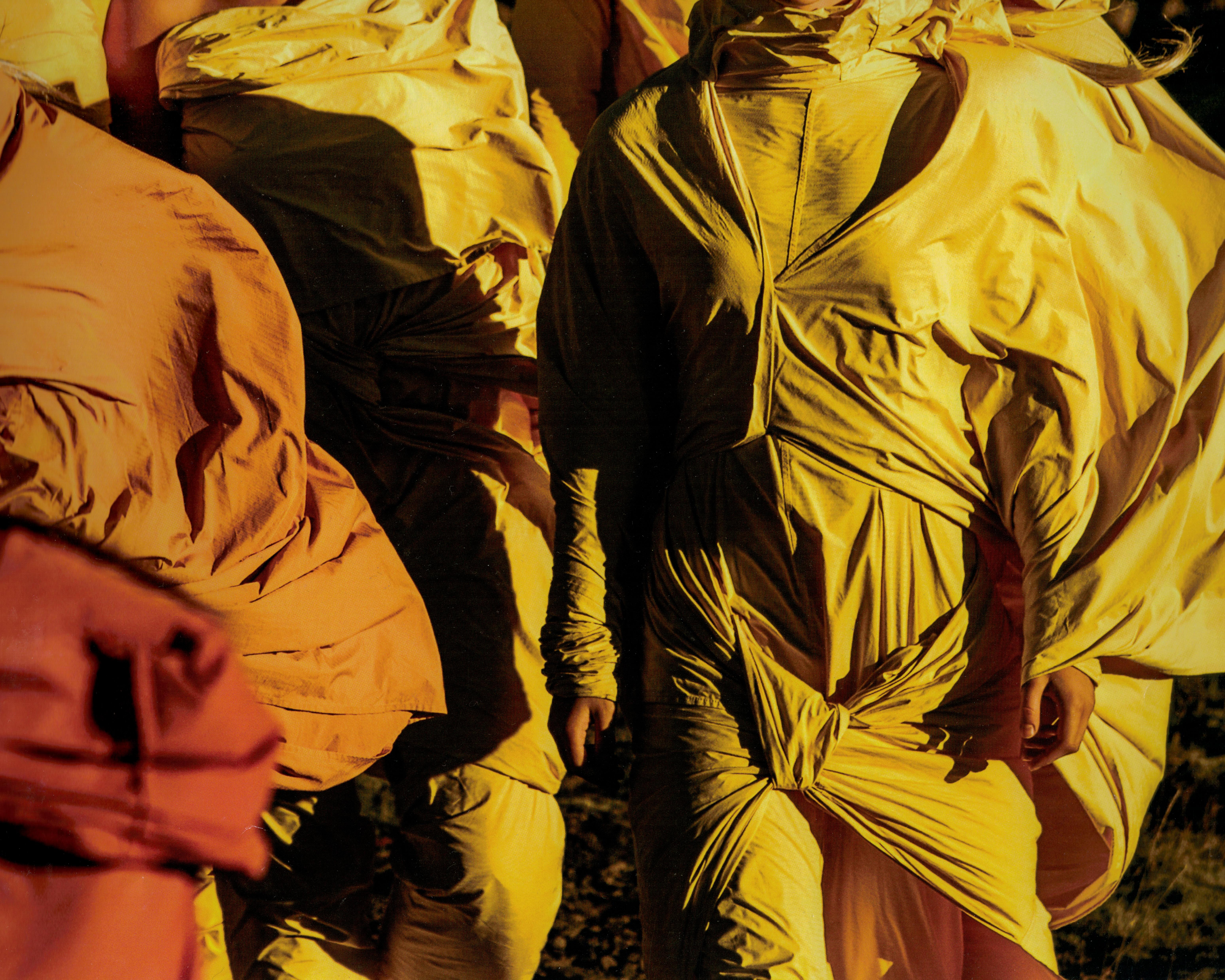 Issey Miyake yellow draped, pleated and knotted parachute ensemble, fw 1986 In Excellent Condition In London, GB