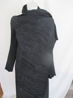 Issey Miyaki Black Pleated Coat Medium