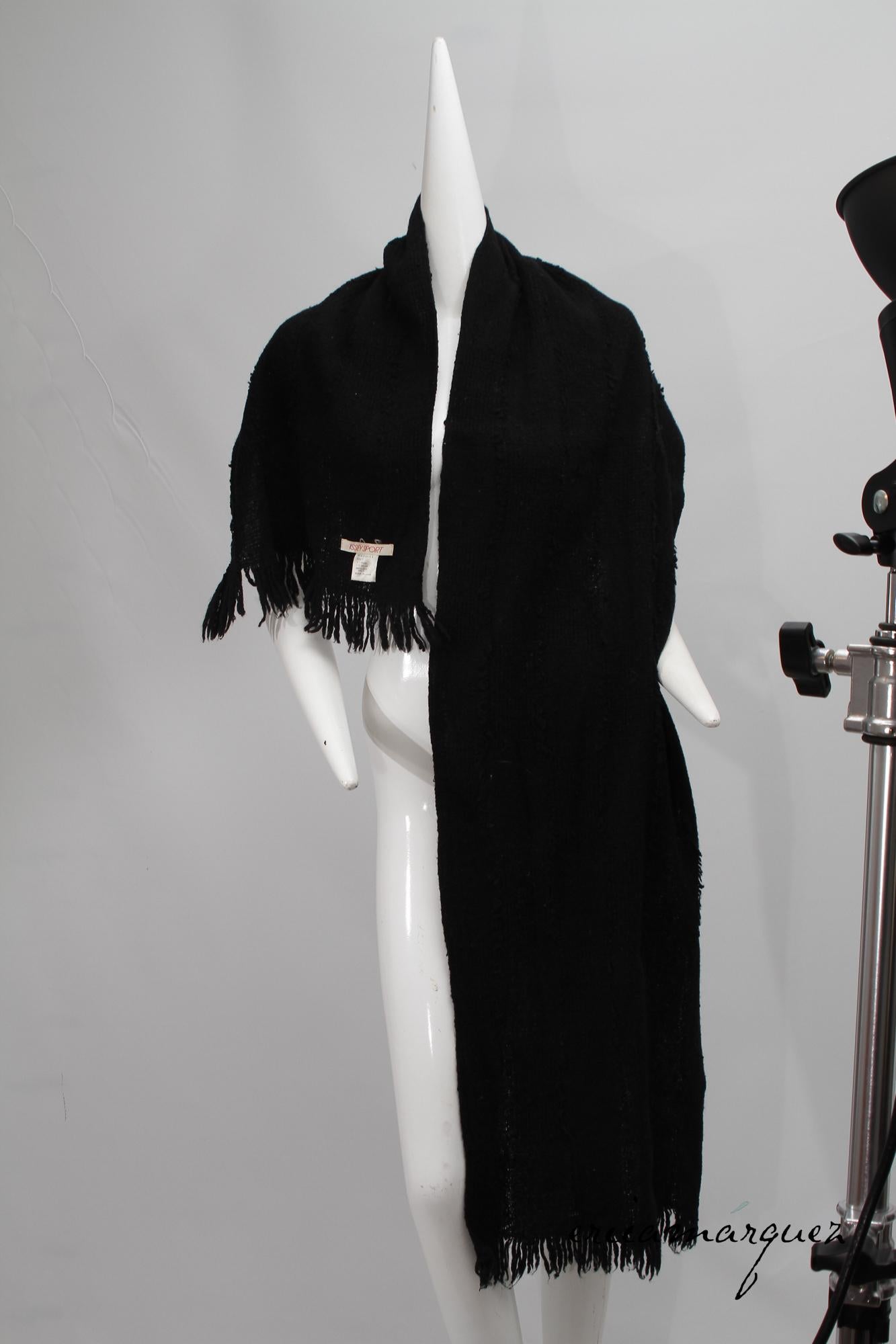 ISSEY SPORT, écharpe oversize en laine noire tissée Saori Unisexe en vente