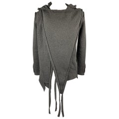 ISSI Size M Charcoal Ribbed Cotton Asymmetrical Hooded Coat