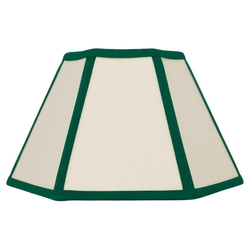 Abat-jour en lin hexagonal Issy Granger, bordures vertes - 10" - UK/EU Fitting
