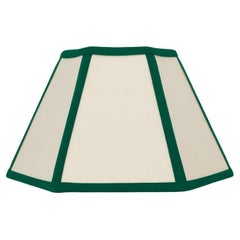 Issy Granger Hexagon Linen Lampshade, Green Trim - 10" - US Fitting