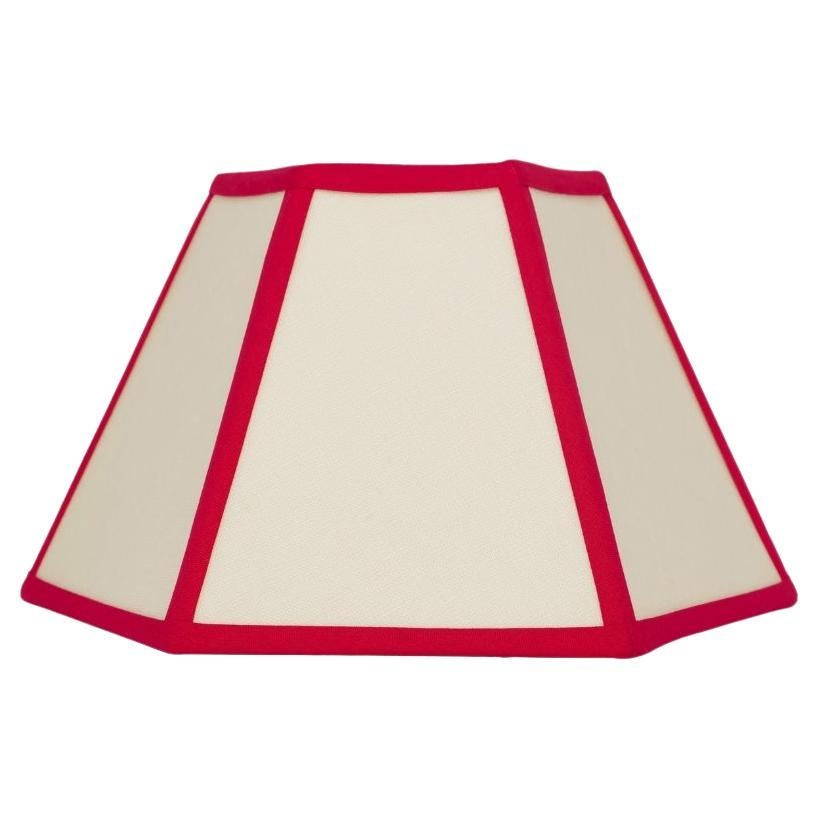 Paralume in lino esagonale Issy Granger, con finiture rosse - 10" - Montaggio UK/EU