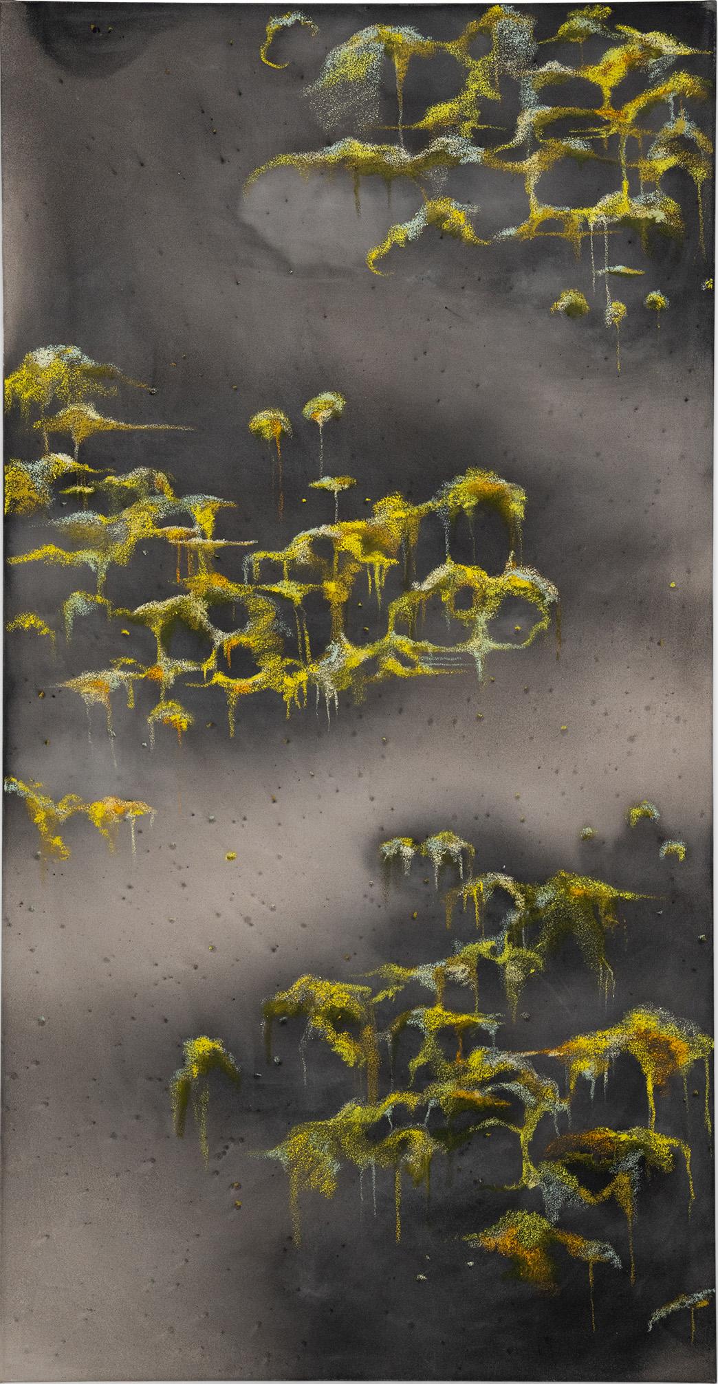 Abstract Painting Issy Wilson - « Boundary Layer II » : crayon à l'huile et encre sur toile