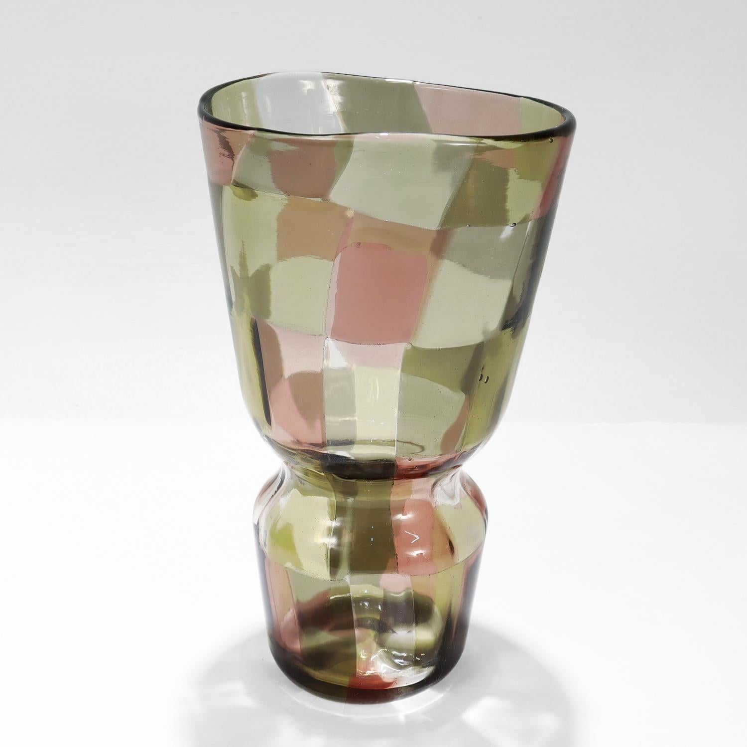 XX secolo Vaso in vetro artistico Istanbul Pezzato Murano n. 4402 di Fulvio Bianconi per Venini in vendita