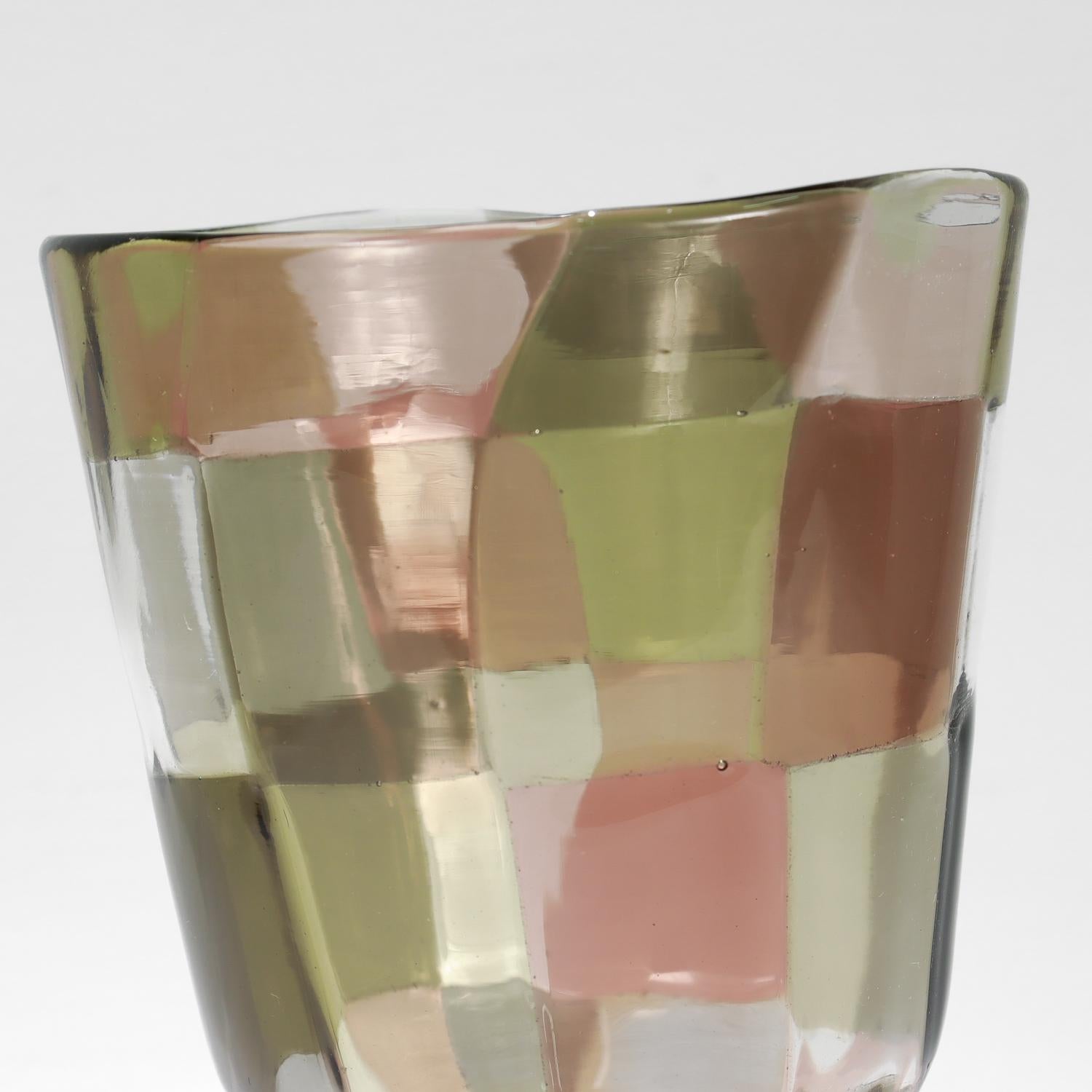 Porcellana Vaso in vetro artistico Istanbul Pezzato Murano n. 4402 di Fulvio Bianconi per Venini in vendita