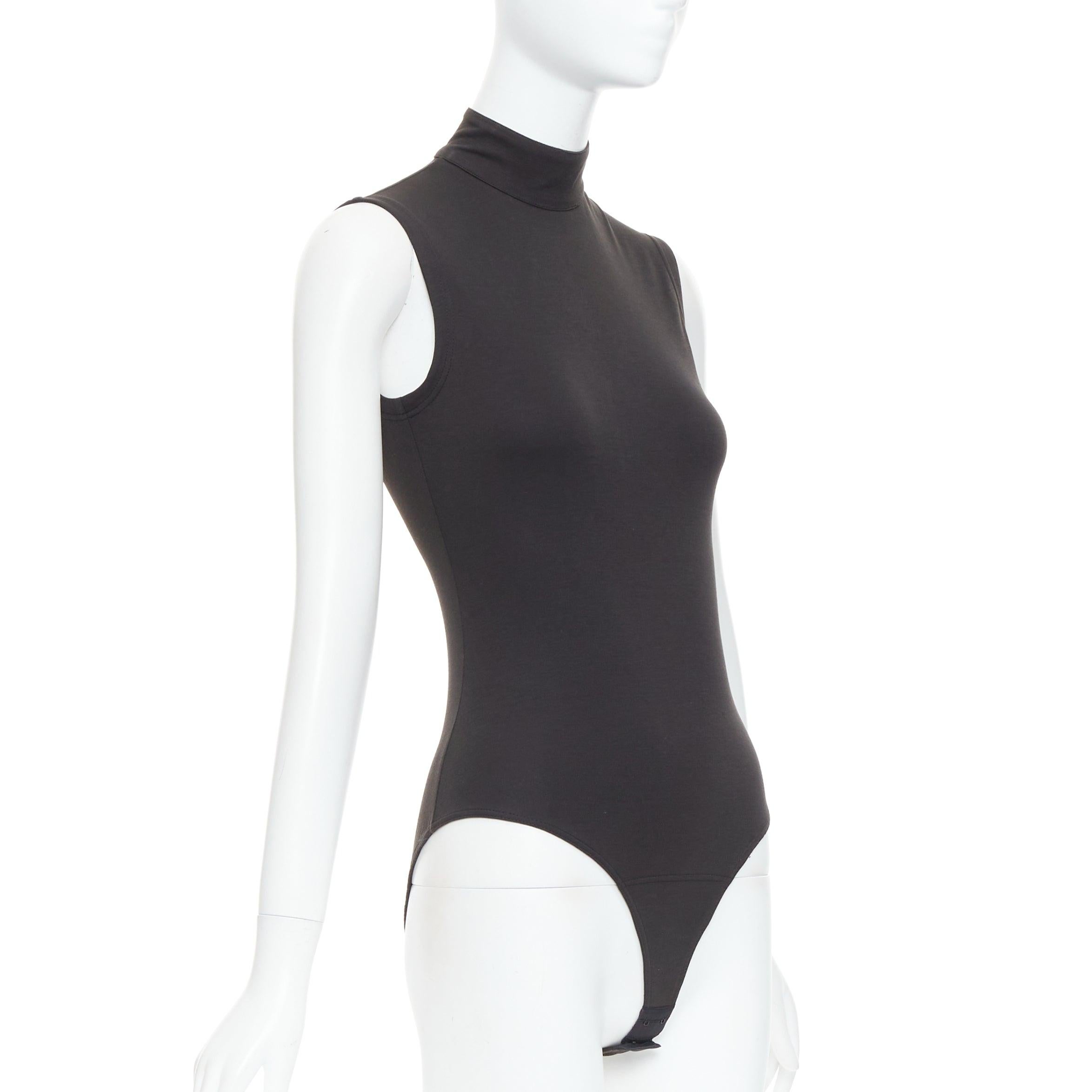 Black ISTANTE 1995 Gianni Versace black cotton hi neck bodysuit IT38 XS For Sale