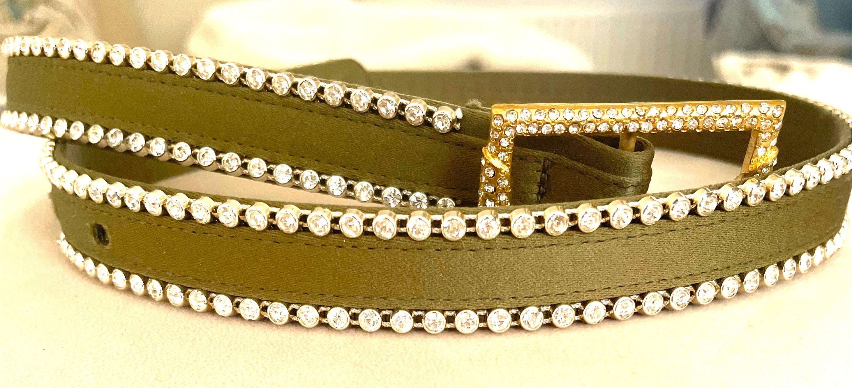 Marrone Istante by Versace 1990 Cintura con strass da collezione in vendita