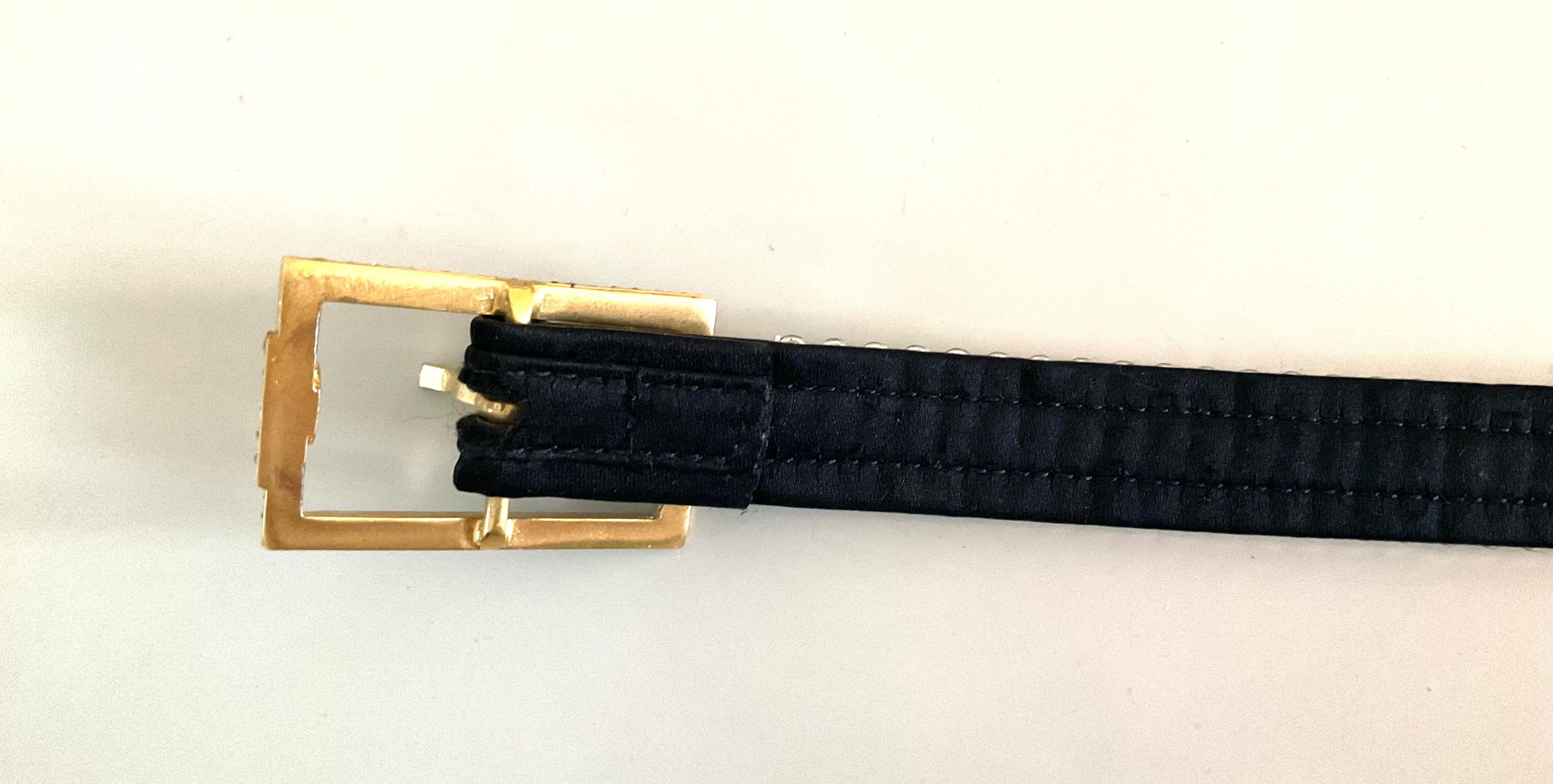 Istante by Versace 1990s Cintura nera con strass in vendita 6